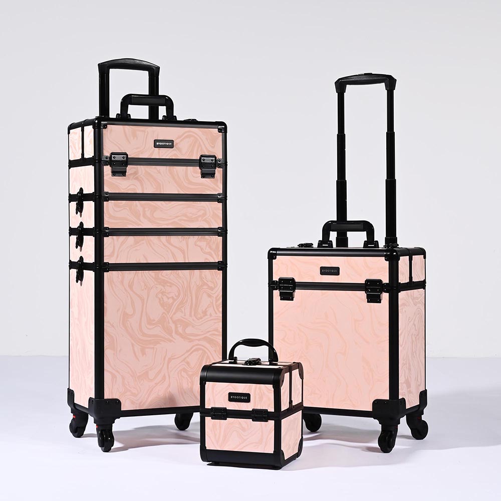 TheLAShop CoyoteButtes Rolling Makeup Case Set (3-Piece) - Professional Cosmetic Organizer for Travel & Salon Use - Perfect for Makeup Artists & Beauty Enthusiasts