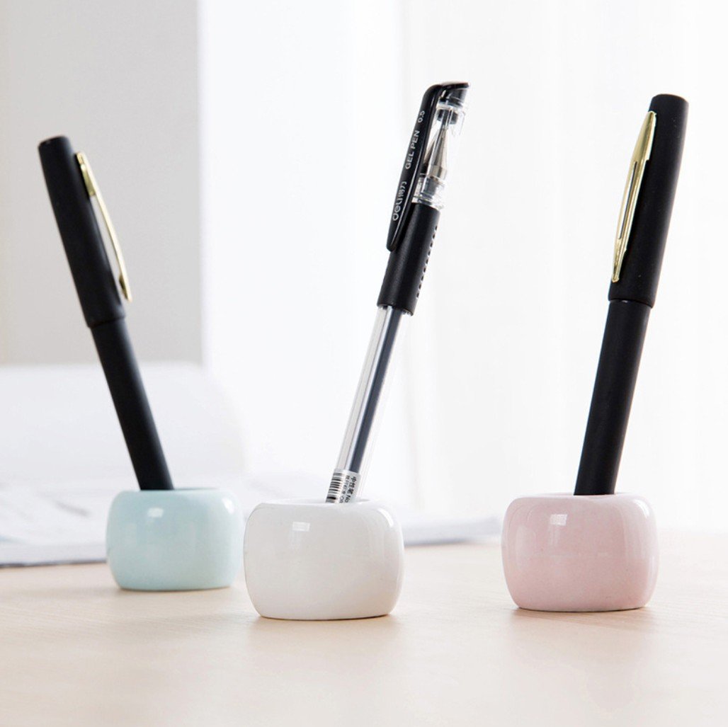Mini Ceramic Toothbrush Holder - Cute Handmade Bathroom Organizer for Electric Toothbrush Heads & Office Pens, Set of 3 | Perfect for Small Spaces, Travel & Desk Organization