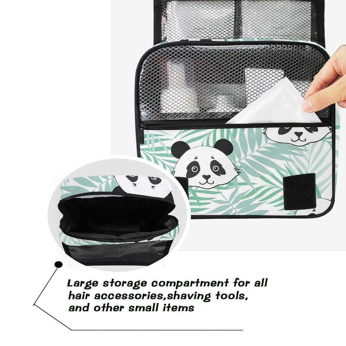 Cute Panda Travel Toiletry Bag - Hanging Cosmetic Organizer for Women & Men | Perfect for Vacation & Gym