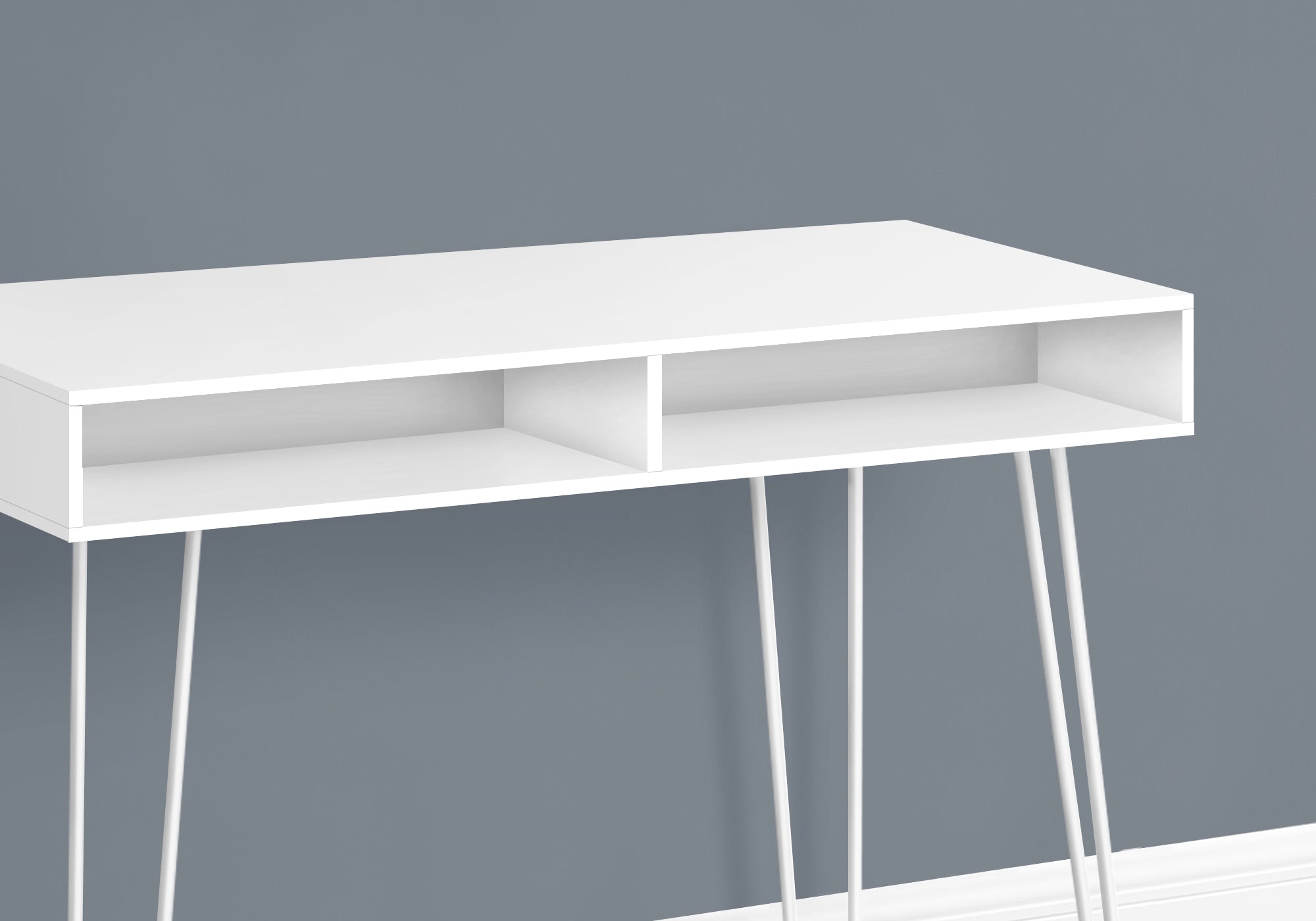 40L White Computer Desk with White Metal Frame - Perfect for Home Office, Gaming & Study Workspace
