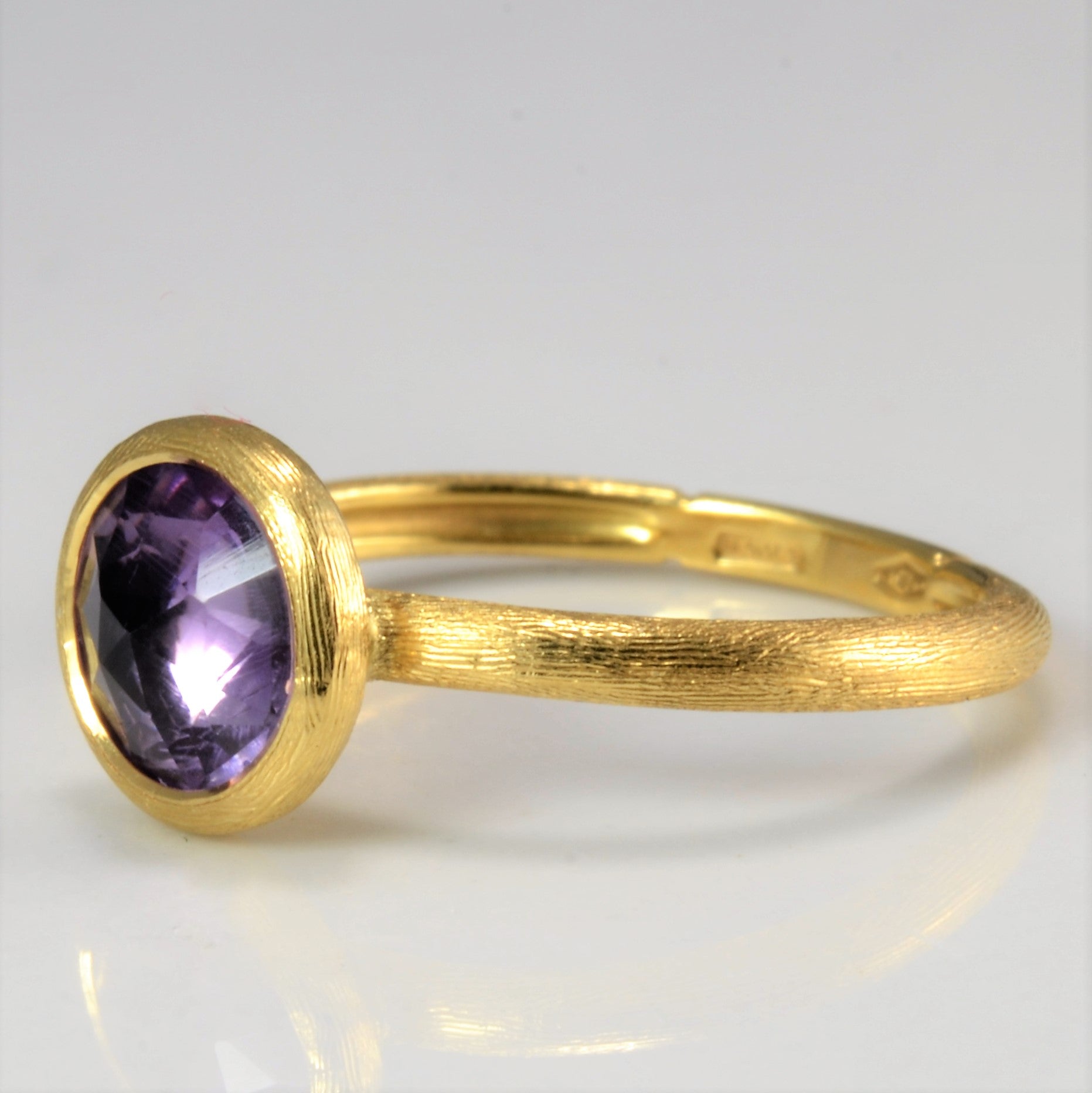 Marco Bicego Bezel Set Amethyst Ring Size 4.5 - Elegant Purple Gemstone Jewelry for Women, Perfect for Weddings, Anniversaries & Special Occasions