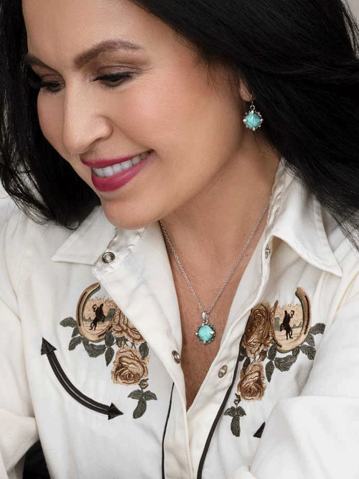 Montana Silversmiths NC5531 Women's Turquoise & Crystal Silver Necklace - Elegant Cornerstone Design for Western Fashion & Special Occasions