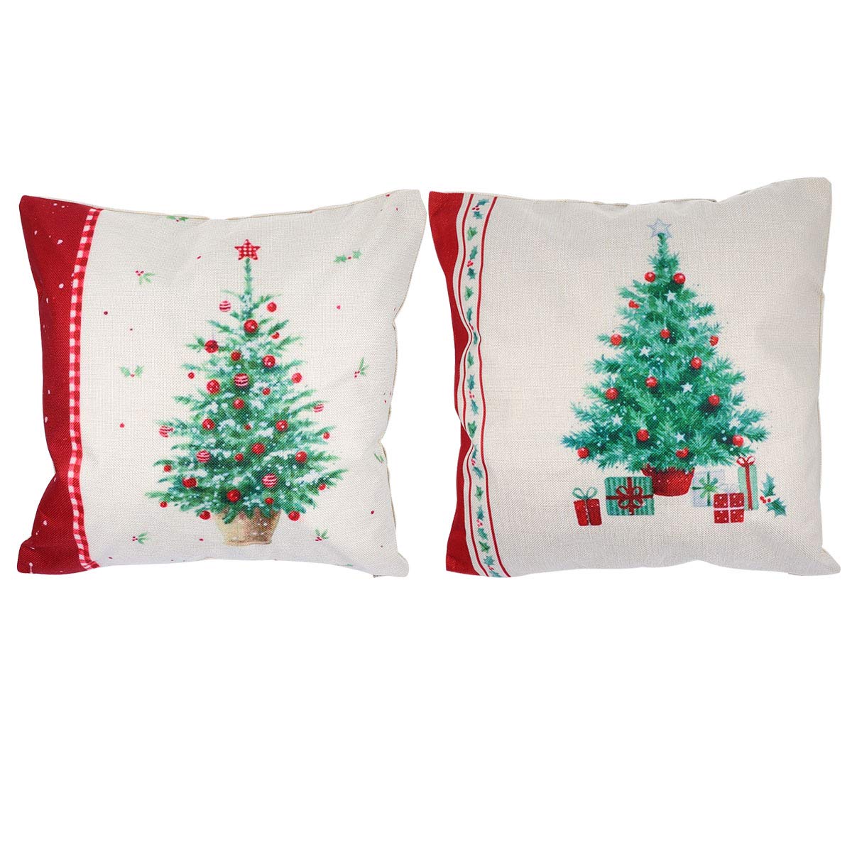 ABOOFAN 2 Pack Christmas Themed Linen Throw Pillow Covers - Holiday Home Decor for Sofa, Bed & Party Favors - Festive Seasonal Decorative Pillow Cases for Living Room, Bedroom & Christmas Celebrations