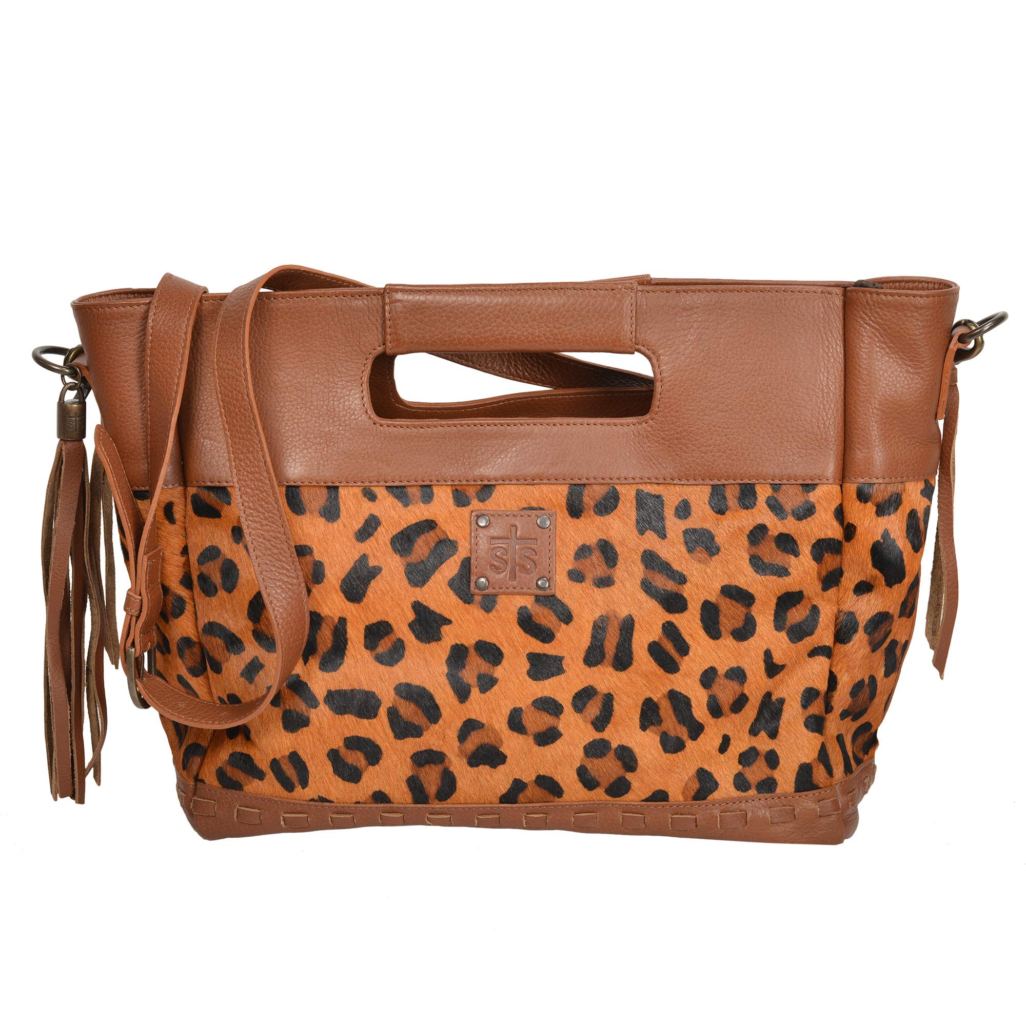 STS Ranchwear Women's Leopard Print Flat Rock Tote Bag - Stylish Western Handbag for Everyday Use, Work, and Travel