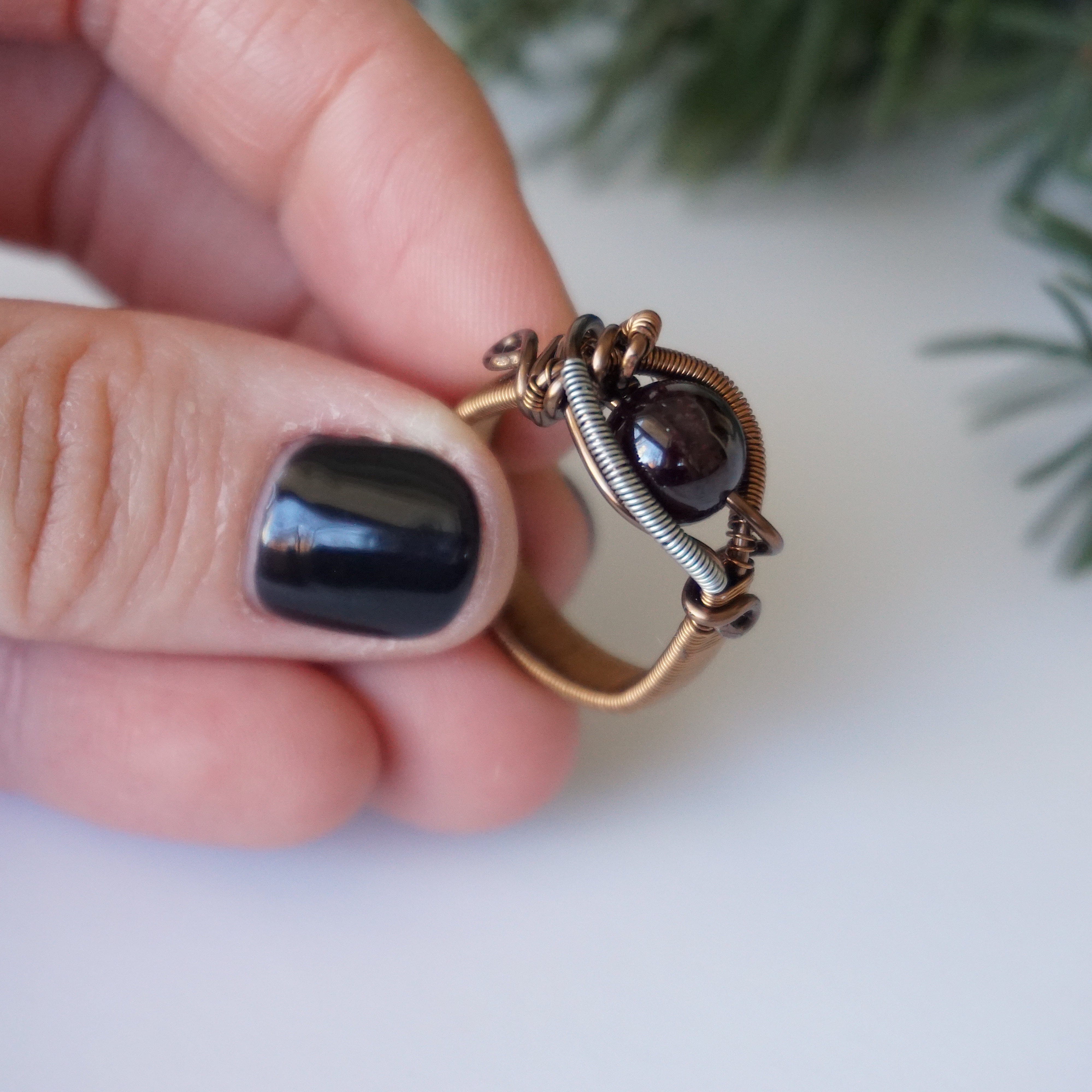 Garnet Crystal Ring in Antique Bronze - Elegant Vintage Jewelry for Women, Perfect for Weddings, Parties & Special Occasions