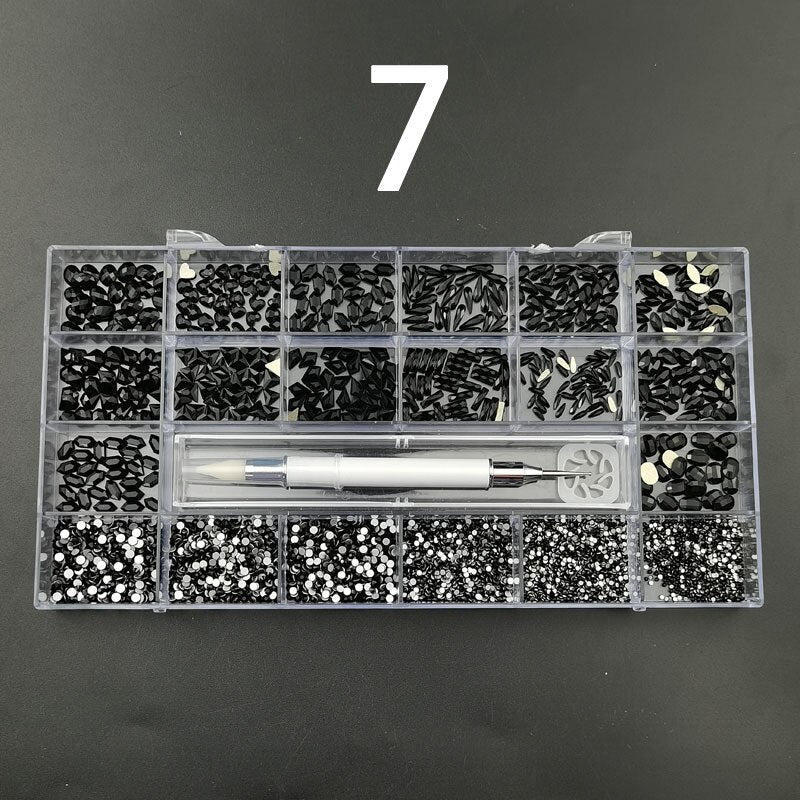 21 Grids Nail Art Decorations Kit - AB Gold 3D Flatback Rhinestones with Dotting Pen for DIY Nail Design | Perfect for Manicures, Pedicures, Salon & Home Nail Art