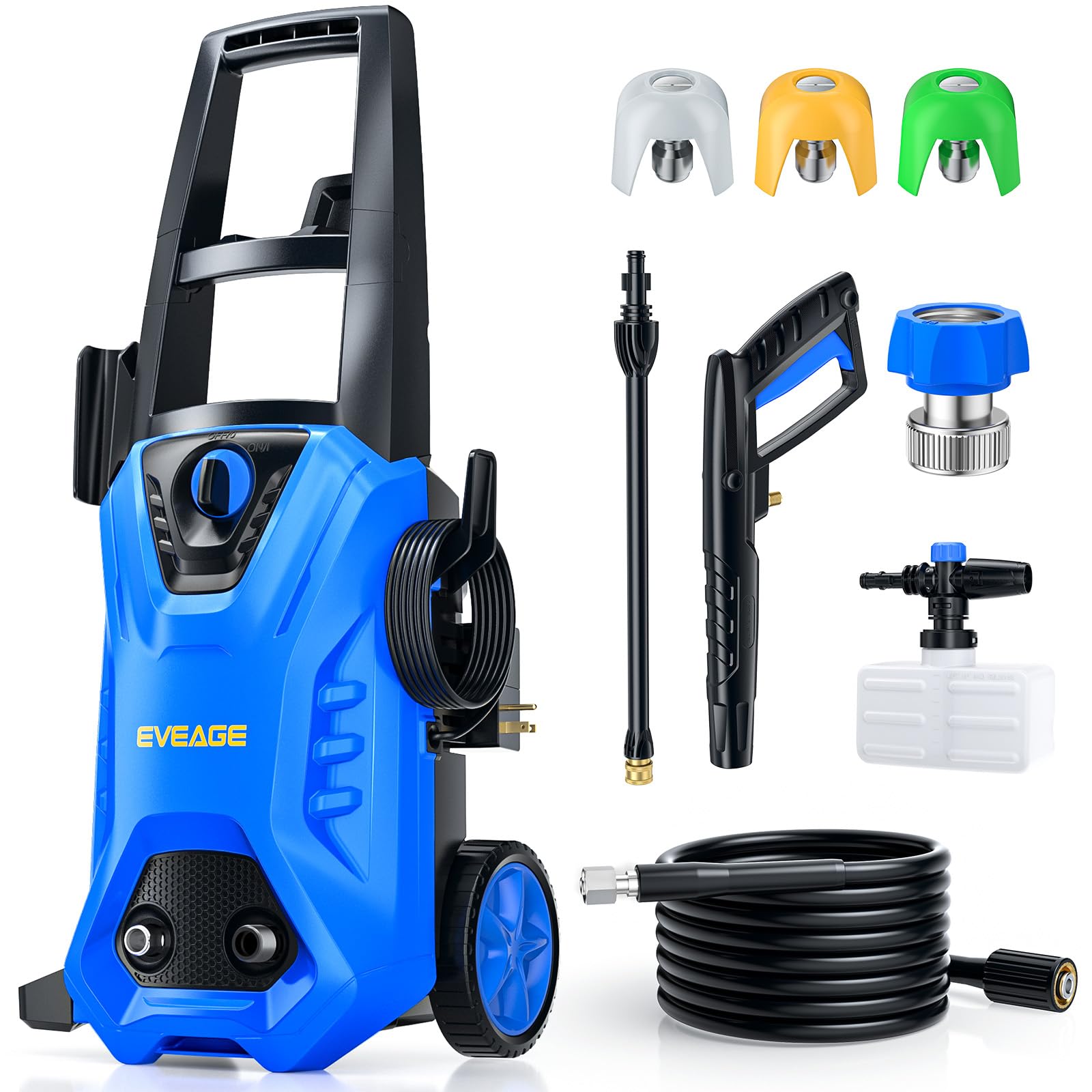 EVEAGE 4200PSI Electric Pressure Washer - 2.8GPM PWMA Certified Power Washer with Foam Cannon & 3 Nozzles for Deep Cleaning Cars, Patios, Driveways, Decks & Outdoor Surfaces - Heavy Duty Home & Commercial Use