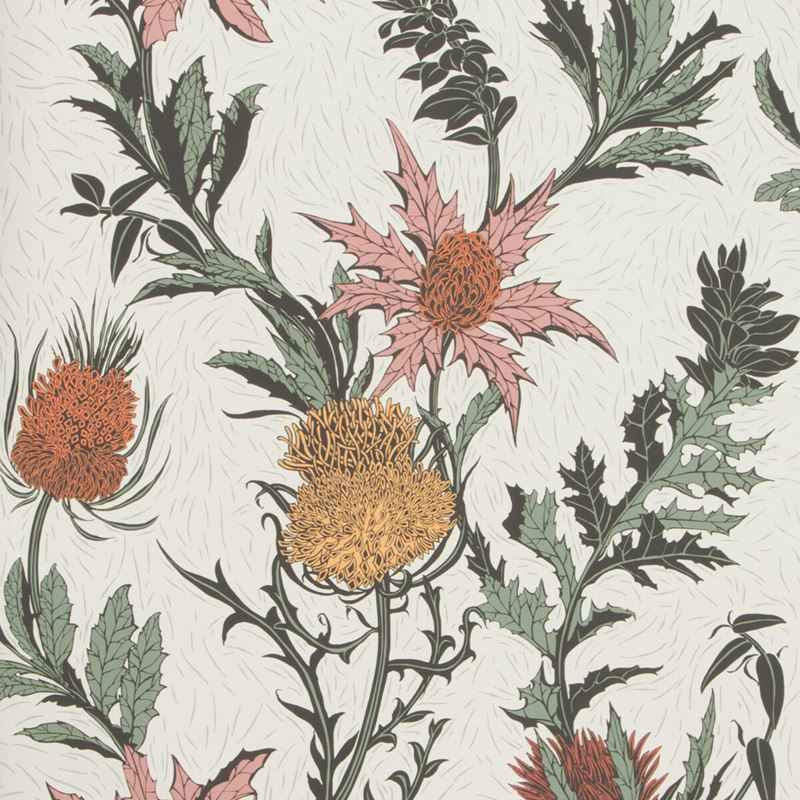 Cole & Son Thistle Pink Orange Parch Print Wallpaper - Premium Peel & Stick Wallpaper for Living Room, Bedroom, and Home Decor