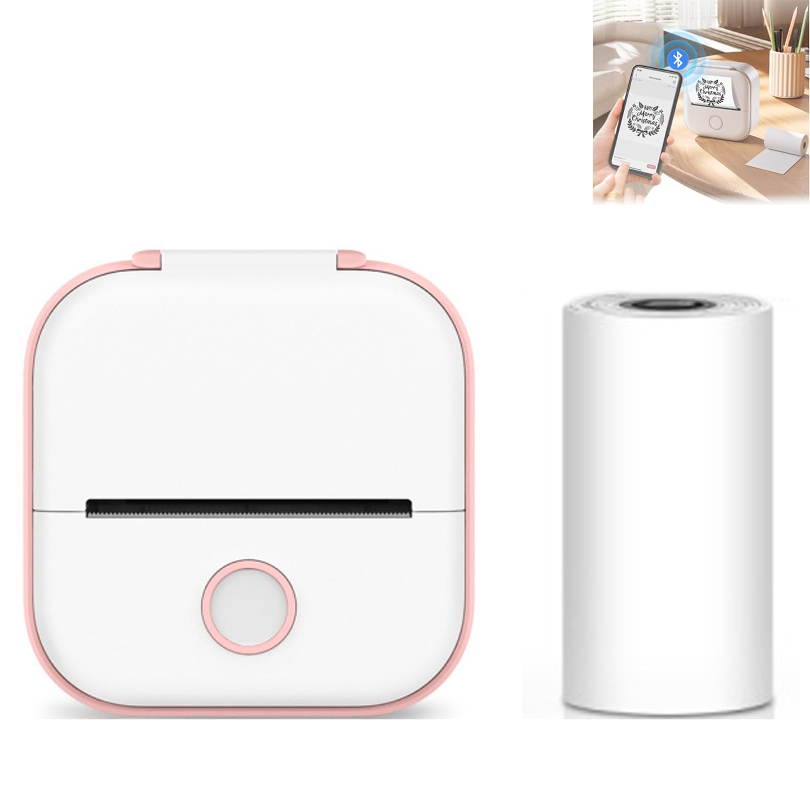 Printpods Mini Sticker Printer - Portable Bluetooth Inkless Photo Printer for iPhone & Android | Wireless Pocket Sticker Maker for Study Notes, Scrapbooking, DIY Crafts & Planner Decor (Pink)