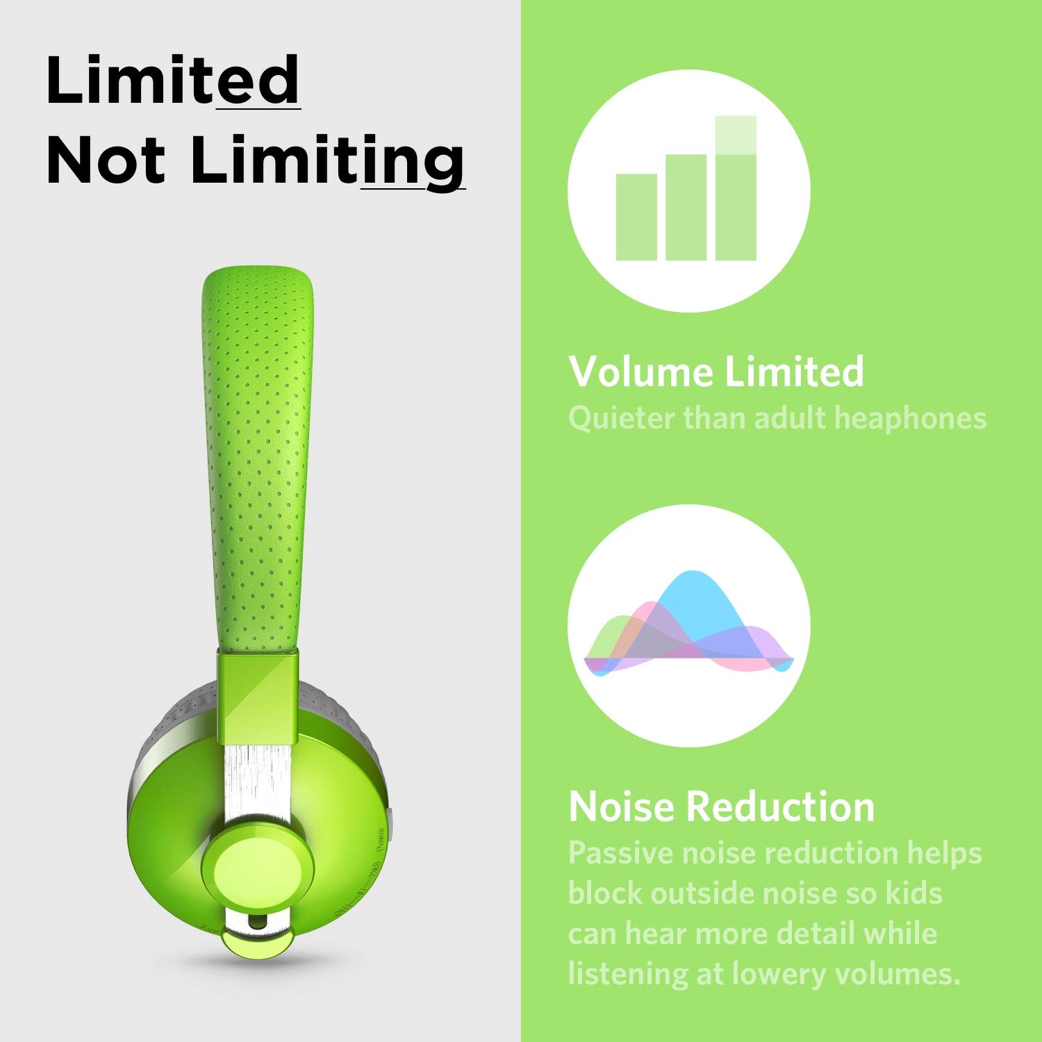 LilGadgets Untangled Pro Wireless Kids Headphones with Microphone - Volume Limited Safe Listening, SharePort Technology, SoftTouch Ear Pads - Green Bluetooth Headphones for School, Travel & Home Use