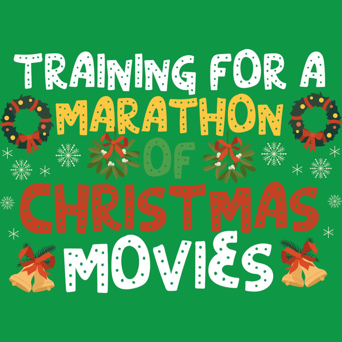 Design By Humans Men's Marathon Christmas Movies Training Graphic T-Shirt - Funny Holiday Tee for Movie Lovers & Runners - Perfect for Christmas Parties, Gifts & Casual Wear