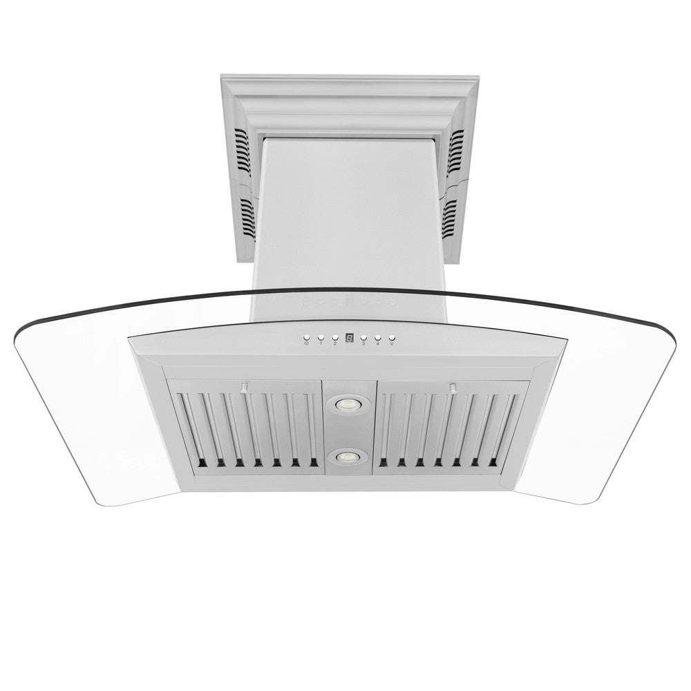 ZLINE GL5iCRN BT Stainless Steel Island Mount Range Hood with Built-in CrownSound Bluetooth Speakers - Premium Kitchen Ventilation for Modern Homes, Perfect for Cooking & Entertaining