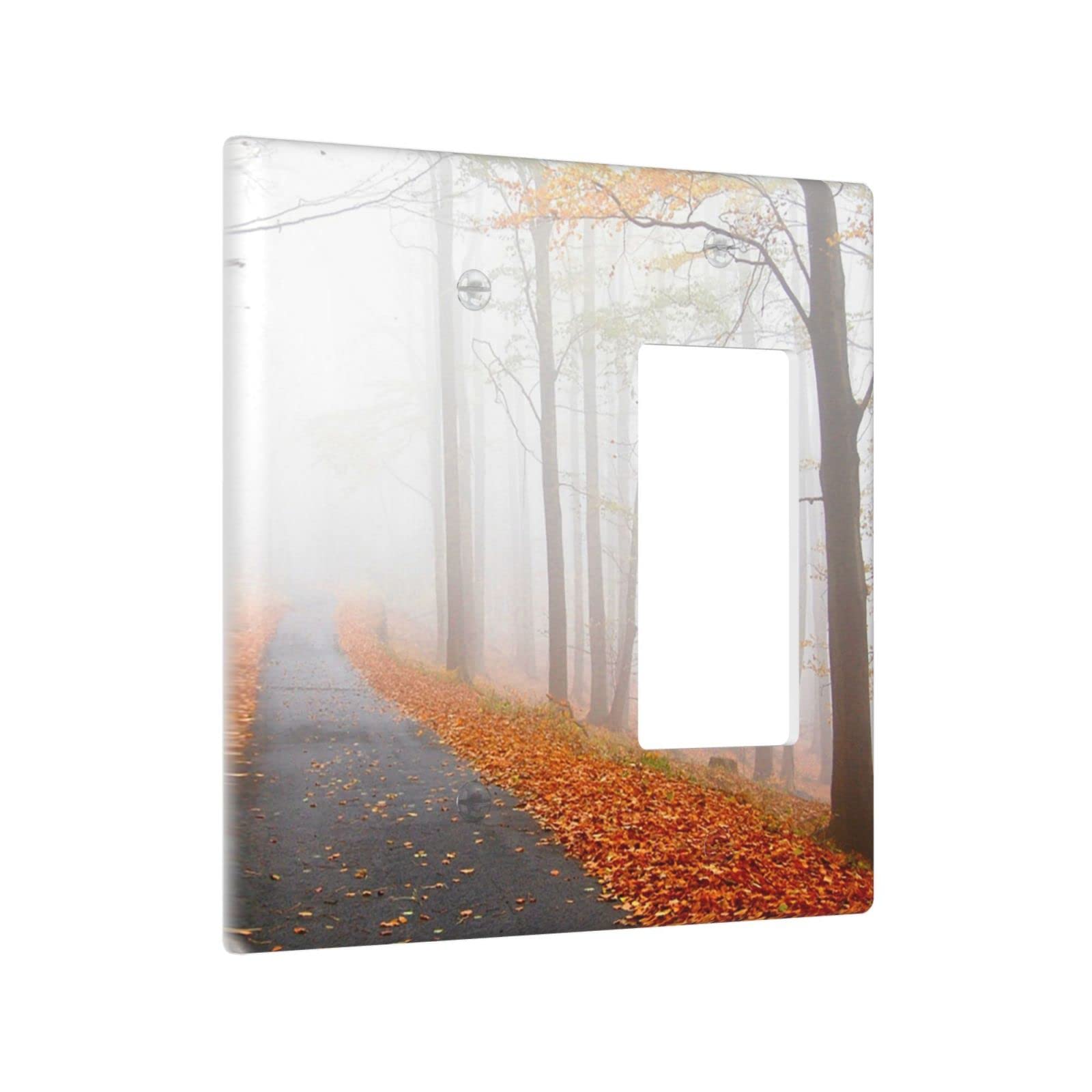 Foggy Autumn Forest 2-Gang Light Switch Cover Plate - 1 Toggle & 1 Rocker - 4.5