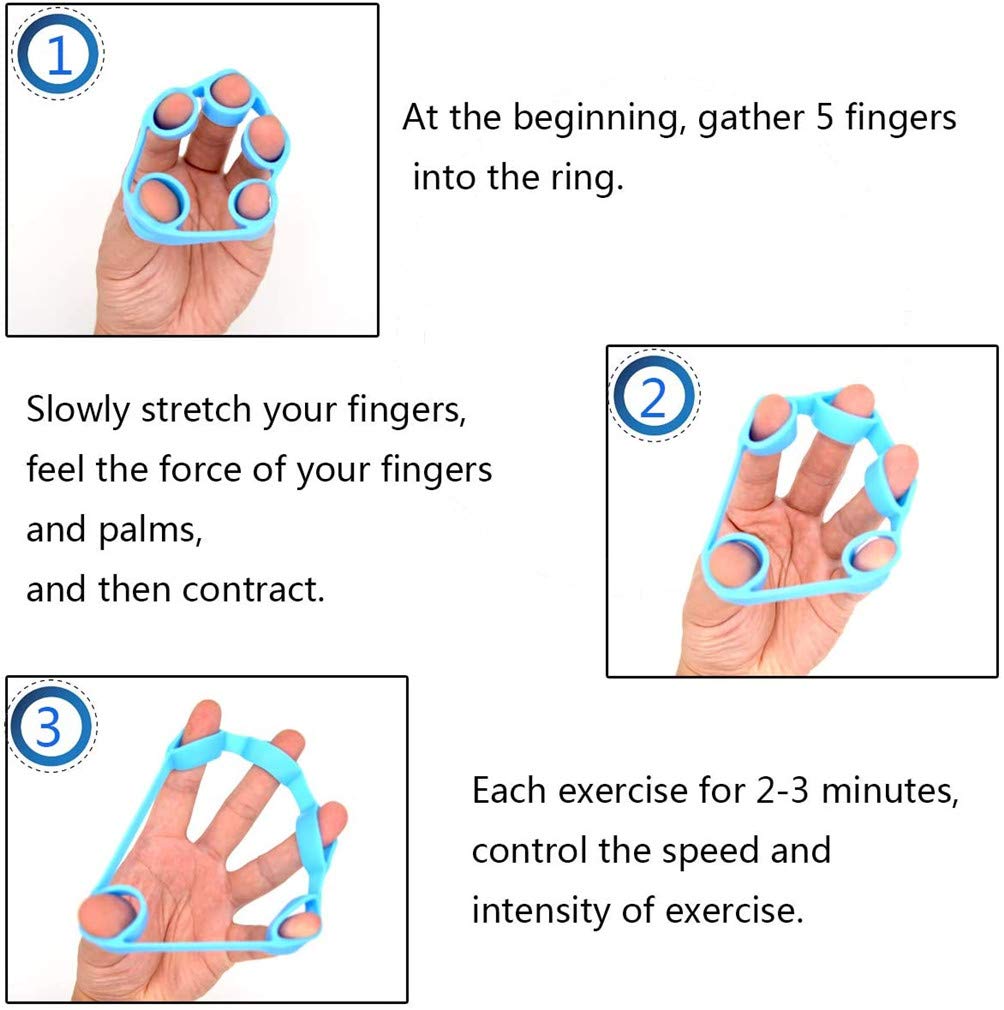 3PCS Finger Stretcher Resistance Bands - 6.6/8.8/11lbs Strength Trainer for Forearm & Finger Exercises, Guitar Players & Rock Climbing - Improve Grip & Dexterity for Musicians, Climbers & Fitness Enthusiasts