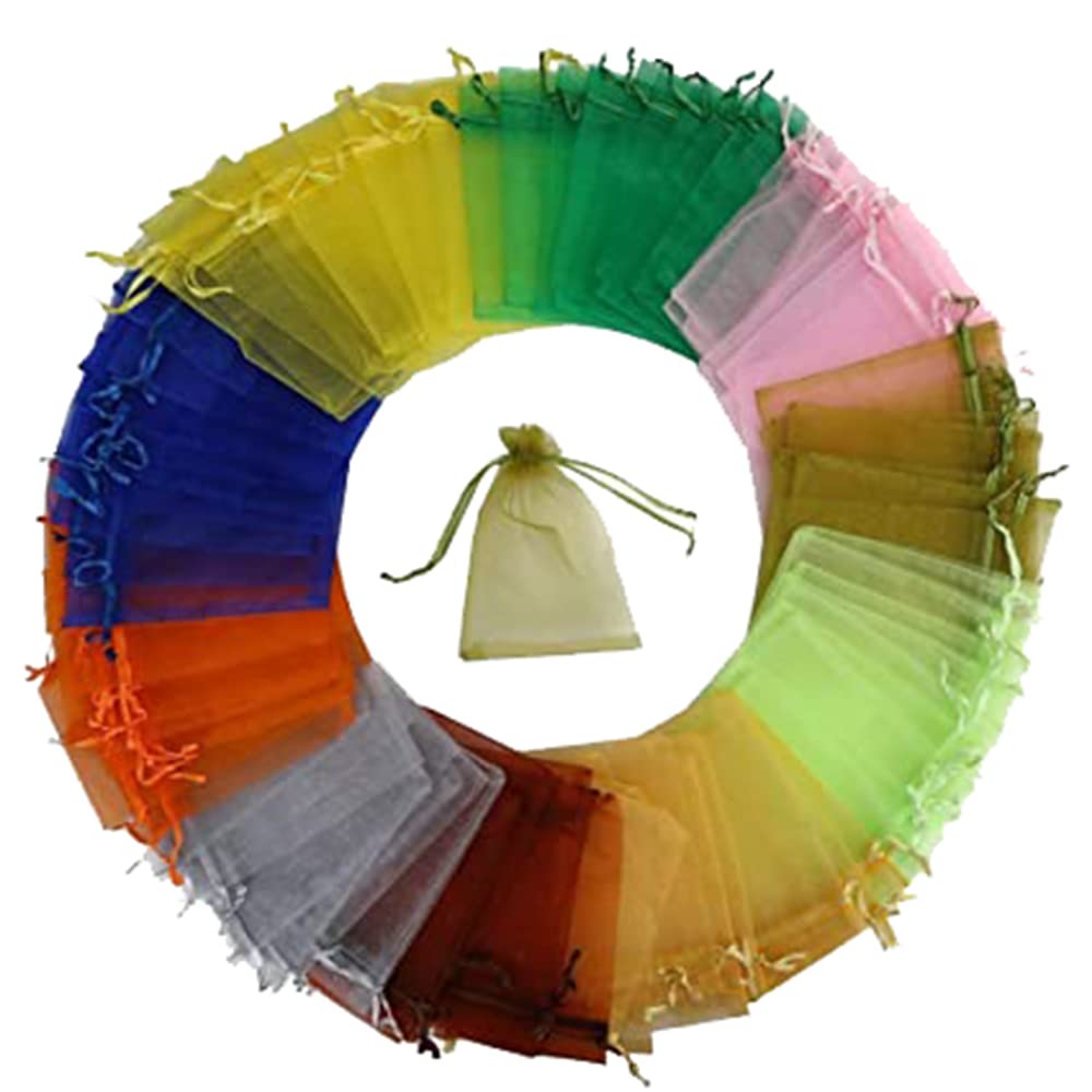 DMS RETAIL Organza Drawstring Pouch Bags 7x10 cm (Pack of 20) - Wedding Favor Bags, Gift Bags, Dry Fruit Packaging - Perfect for Bridal Showers, Baby Showers, Party Favors and Special Occasions