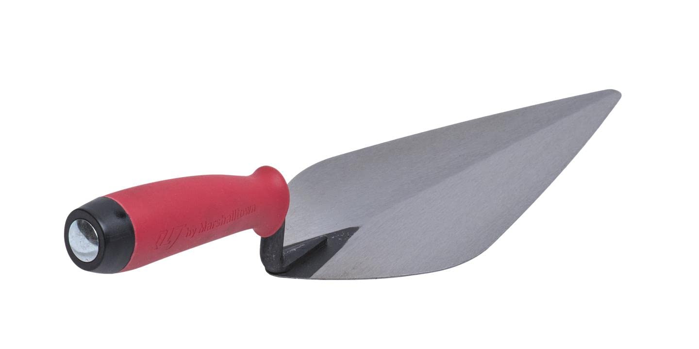 QLT By MARSHALLTOWN London Style Brick Trowel - 12 x 5 Inch Masonry Trowel with Soft Grip Handle (BTSG12) - Perfect for Bricklaying, Masonry Work & DIY Home Projects