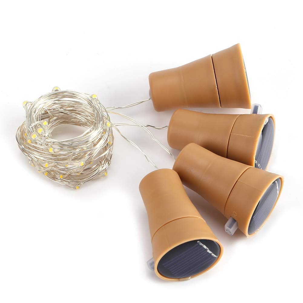 4 Pack Solar Wine Bottle Lights - 10 LED Waterproof Cork String Lights for Wedding, Christmas, Party Decor - Outdoor Solar Powered Garden, Patio, Pathway Lighting (Warm White) - Perfect for Backyard, Deck, Fence & Holiday Decorations