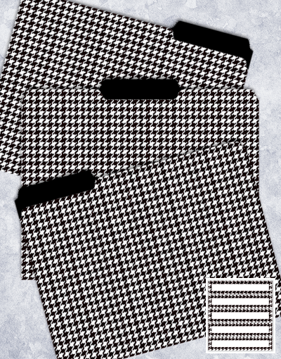 Black & White Houndstooth File Folders - Letter Size Document Organizers for Office, School & Home Use - Premium A4 Paper Holders for Filing, Storage & Organization