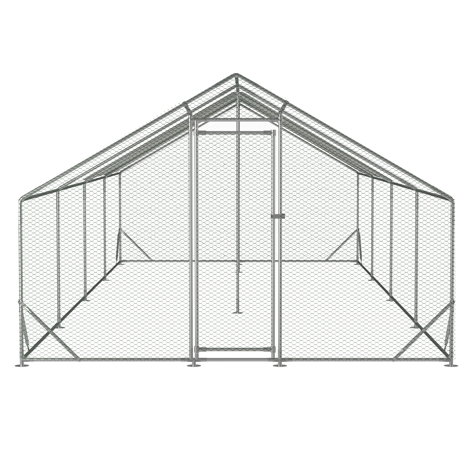 Premium 10'x26'x6.56' Walk-In Chicken Coop - Large Metal Poultry Cage with Waterproof UV-Resistant Cover - Backyard Hen House for Chickens, Ducks & Rabbits - Ideal for Farm, Garden & Outdoor Poultry Keeping
