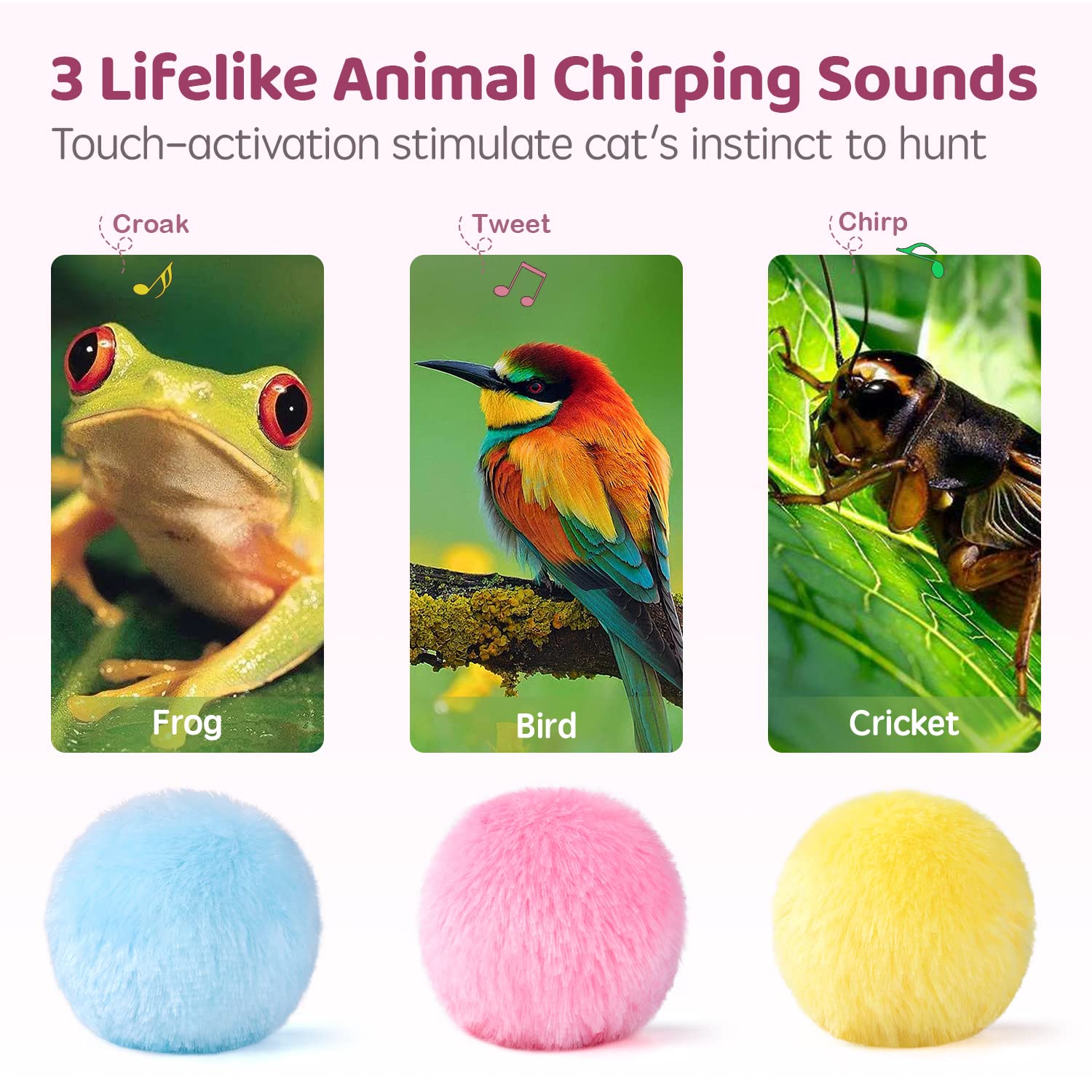Potaroma 3 Pack Chirping Balls and Silvervine Sticks - Interactive Cat Toys for Indoor Play, Exercise & Stress Relief - Fun Enrichment for Kittens & Adult Cats