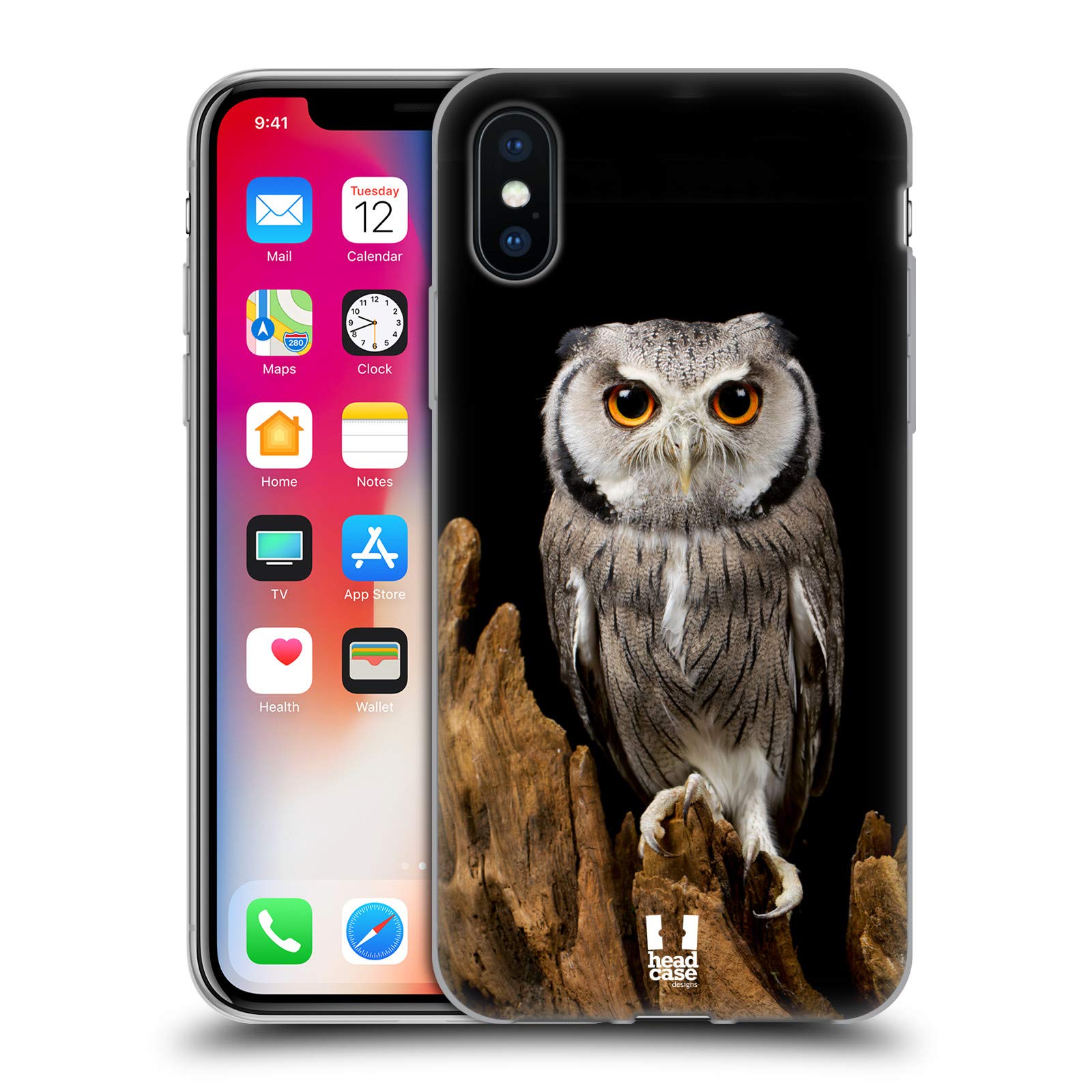 Wildlife Soft Gel Case with White-Faced Owl Design - Compatible with Apple iPhone X/Xs | Protective Phone Cover with Matching Wallpaper | Perfect for Nature Lovers & Outdoor Enthusiasts
