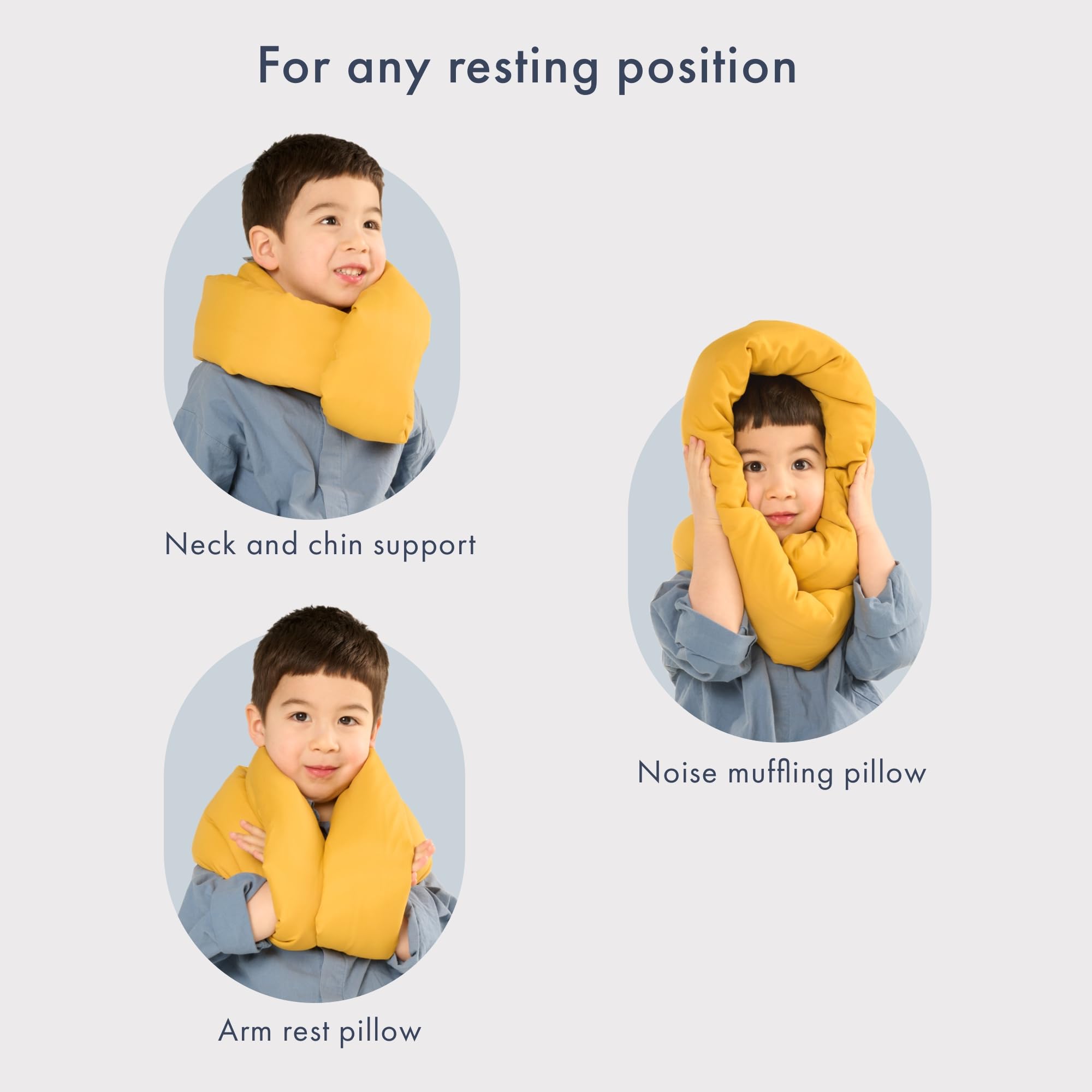 Huzi Infinity Pillow Mini - Kids Travel Neck Pillow for Airplane, Car & Train - Machine Washable Comfort Support for Toddlers - Perfect for Long Flights, Road Trips & Nap Time (Navy Blue)