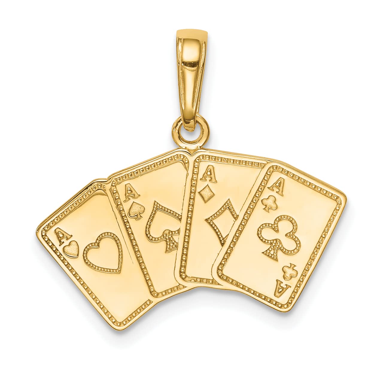Lex & Lu 14k Yellow Gold Aces Playing Cards Pendant Necklace - Elegant Casino Inspired Jewelry for Women, Perfect Gift for Poker Lovers & Gambling Enthusiasts