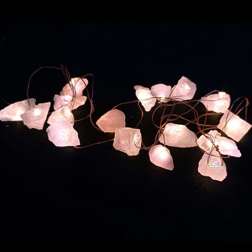 Aolyty 6.5FT Pink Crystal LED String Lights - 20 Battery Operated Fairy Lights for Bedroom Decor, Valentine's Day Party, Yoga Studio & Home Decoration | Romantic Ambiance, Wedding Backdrop, Christmas Tree Decor
