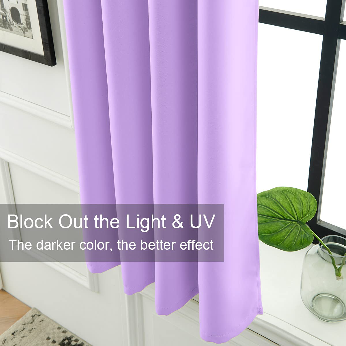 LA PALMA Thermal Insulated Blackout Curtains for Living Room & Bedroom - Noise Reducing Window Drapes with Grommet Top, Darkening Room Divider Panels (Set of 2) - Perfect for Home Theater, Nursery & Light Sleepers