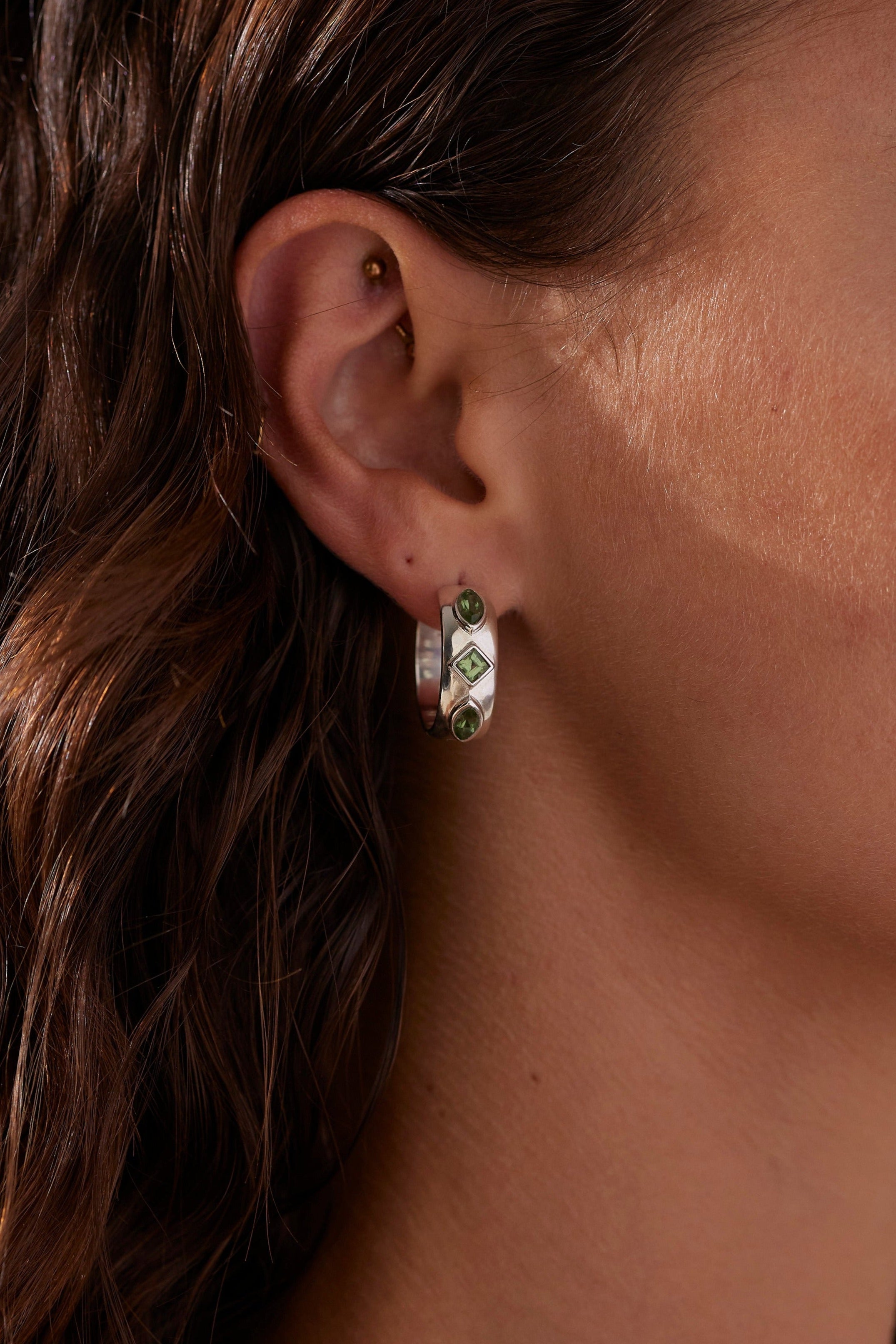 Coronet Apatite Silver Hoop Earrings for Women - Dainty Blue Gemstone Jewelry for Everyday Wear & Special Occasions