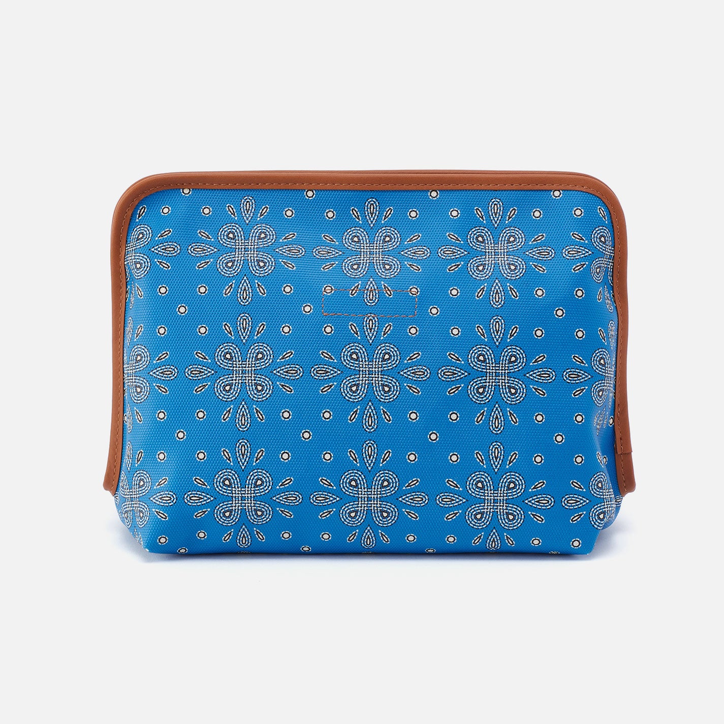 Large Waterproof Cosmetic Bag - Blue Journey Bandana Print Coated Canvas Makeup Pouch for Travel, Gym & Daily Essentials Storage