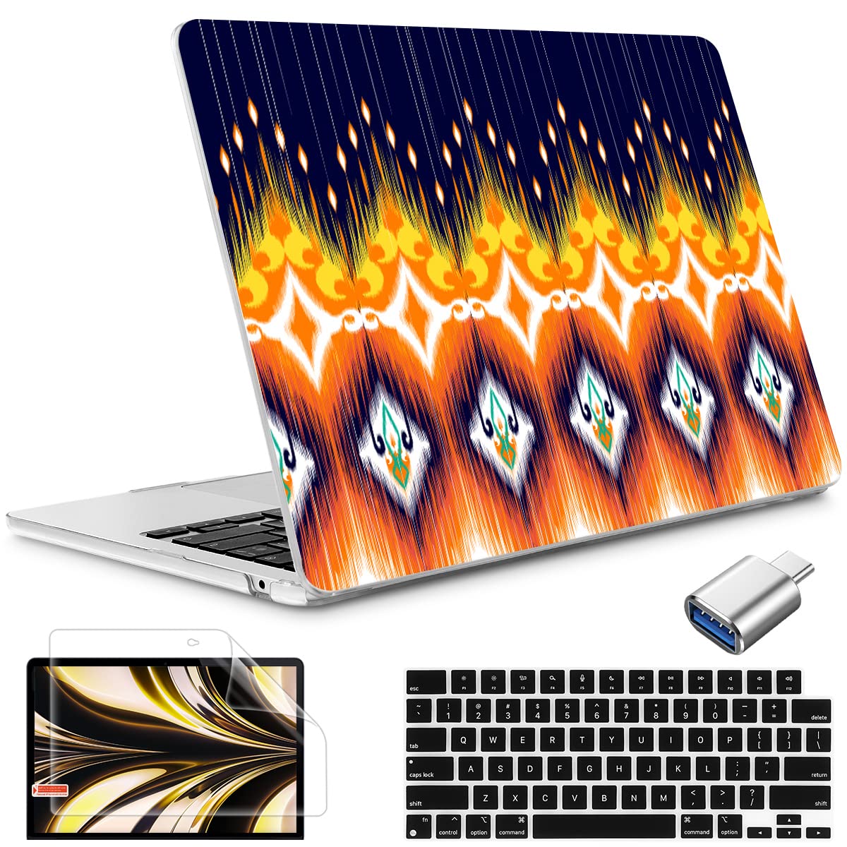 Hard Shell Case for MacBook Air 13.6 Inch 2022 (Model A2681 M2 Chip) | Protective Cover Compatible with Liquid Retina Display & Touch ID | Durable Mandala Design | Perfect for Work, Travel & School Use