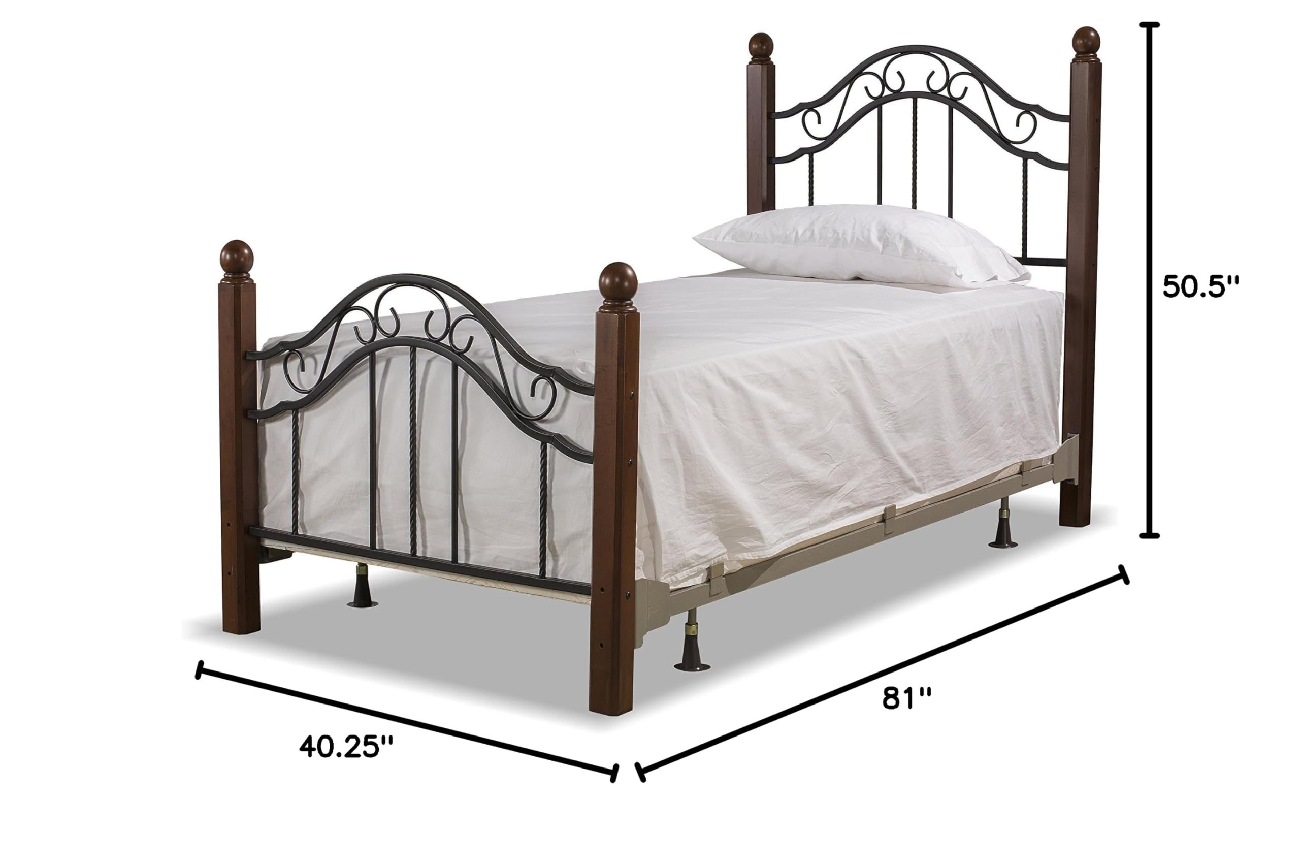 Hillsdale Furniture Madison Twin Bed Frame with Rails - Textured Black Finish for Kids, Teens & Guest Rooms | Sturdy & Stylish Bedroom Furniture