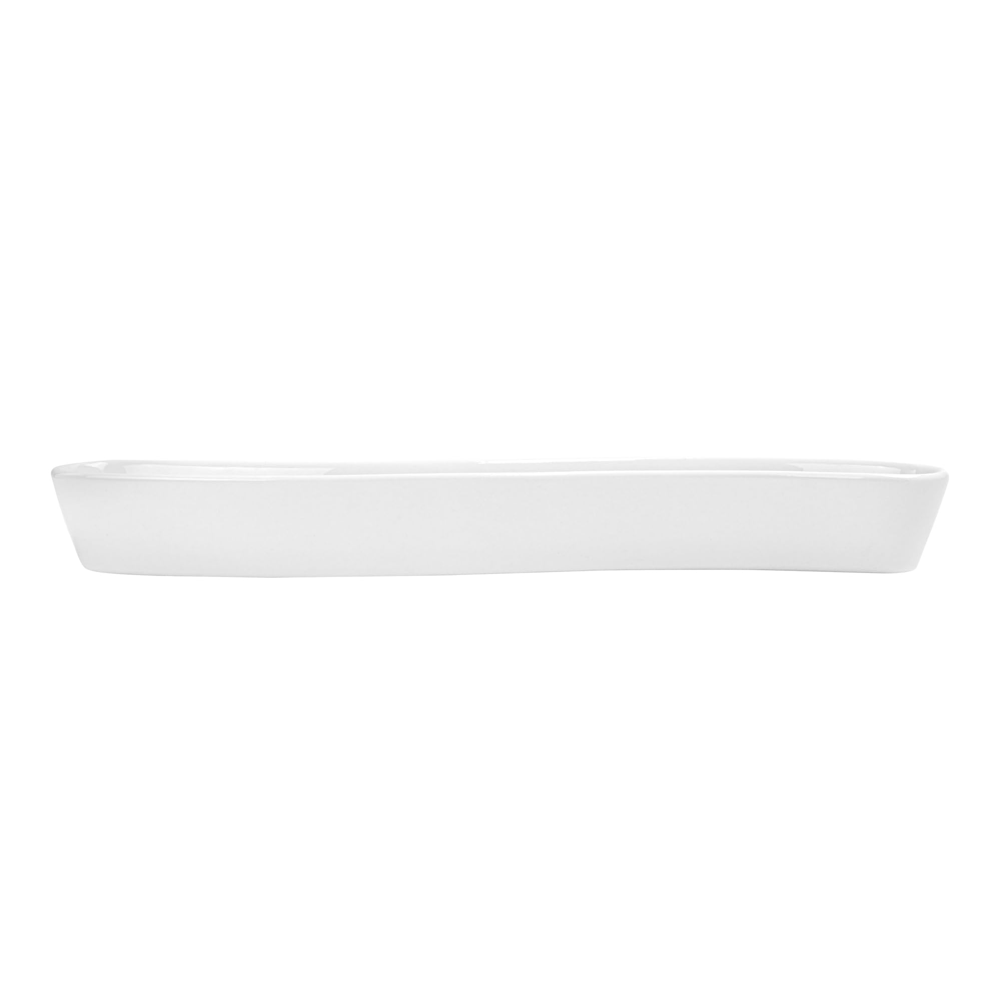 Swerve 10oz Olive Plate - White Porcelain Chip-Resistant Dishwasher Safe for Snacks & Appetizers