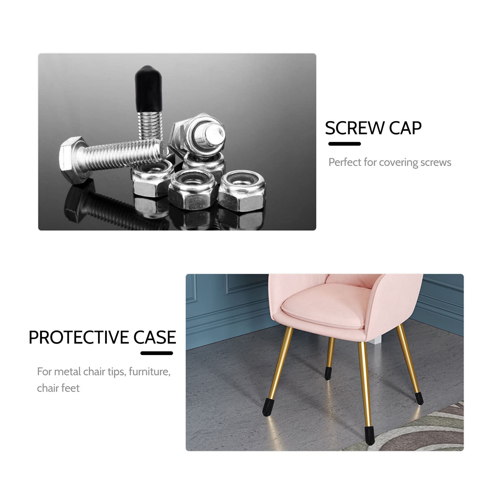 DOITOOL 600-Pack Floor Chair Leg Caps - Metal Screw Protectors for Furniture, Desk, Stool & Table Legs - Flexible Pipe End Covers (Various Sizes) - Perfect for Home, Office & Restaurant Use