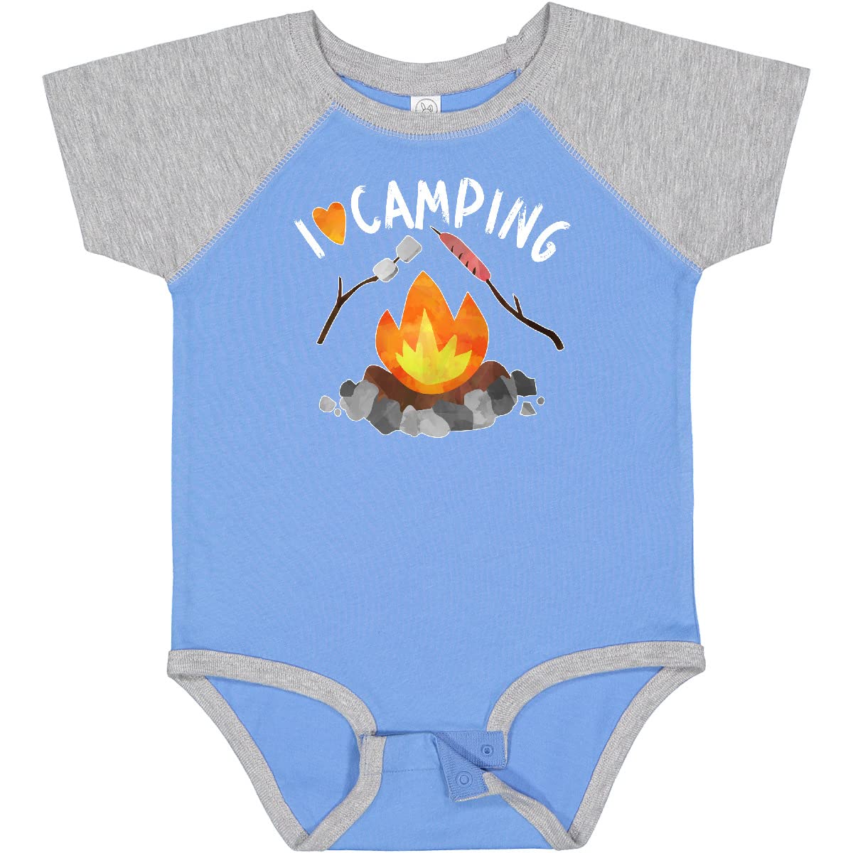 Inktastic I Love Camping Baby Bodysuit - Cute Campfire, Hot Dog & Marshmallows Design - Perfect for Outdoor Adventures, Family Trips & Camping Enthusiasts
