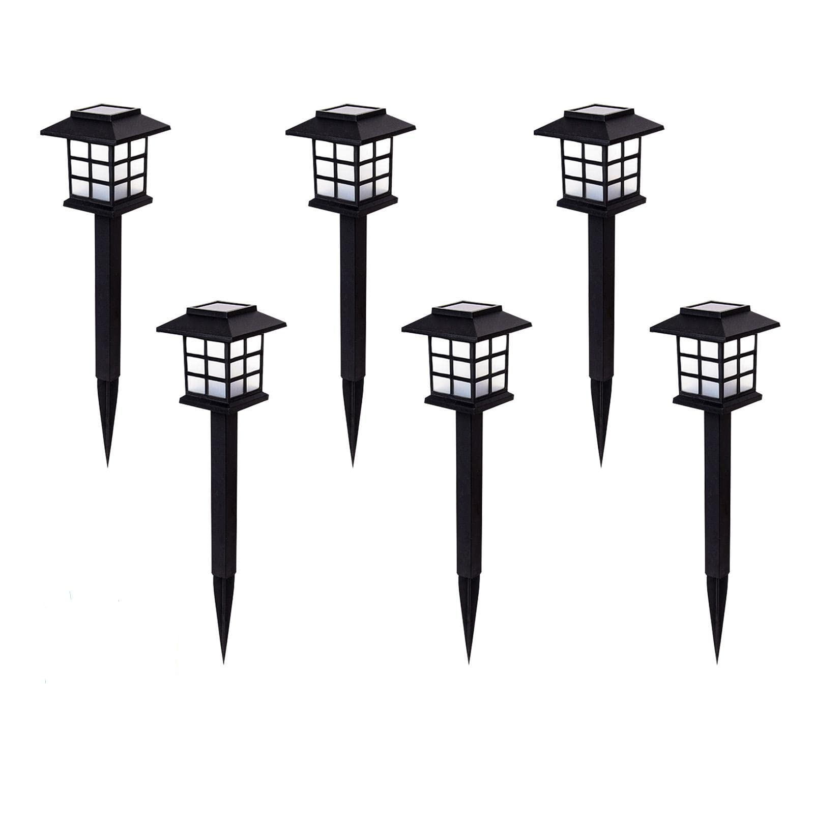 Solar Powered Outdoor Lights Waterproof - 6 Pack LED Landscape Garden Lights for Yard, Pathway, Patio, Driveway, Walkway, Porch | Auto On/Off Sensor | Cool White | Perfect for Nighttime Safety & Decoration