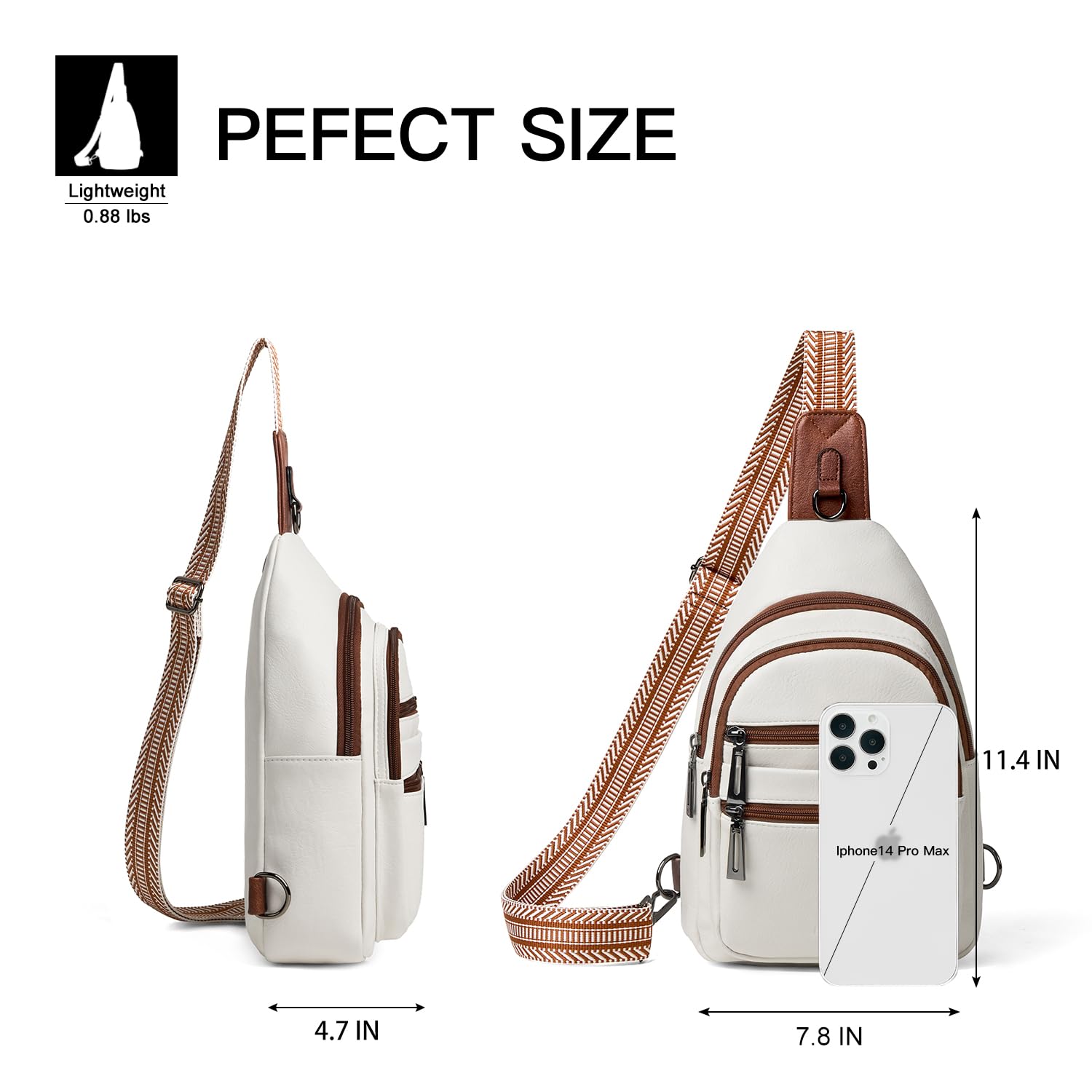 Women's Vegan Leather Crossbody Sling Bag - Anti-Theft Fanny Pack Shoulder Purse for Travel, Gym & Daily Use | Beige