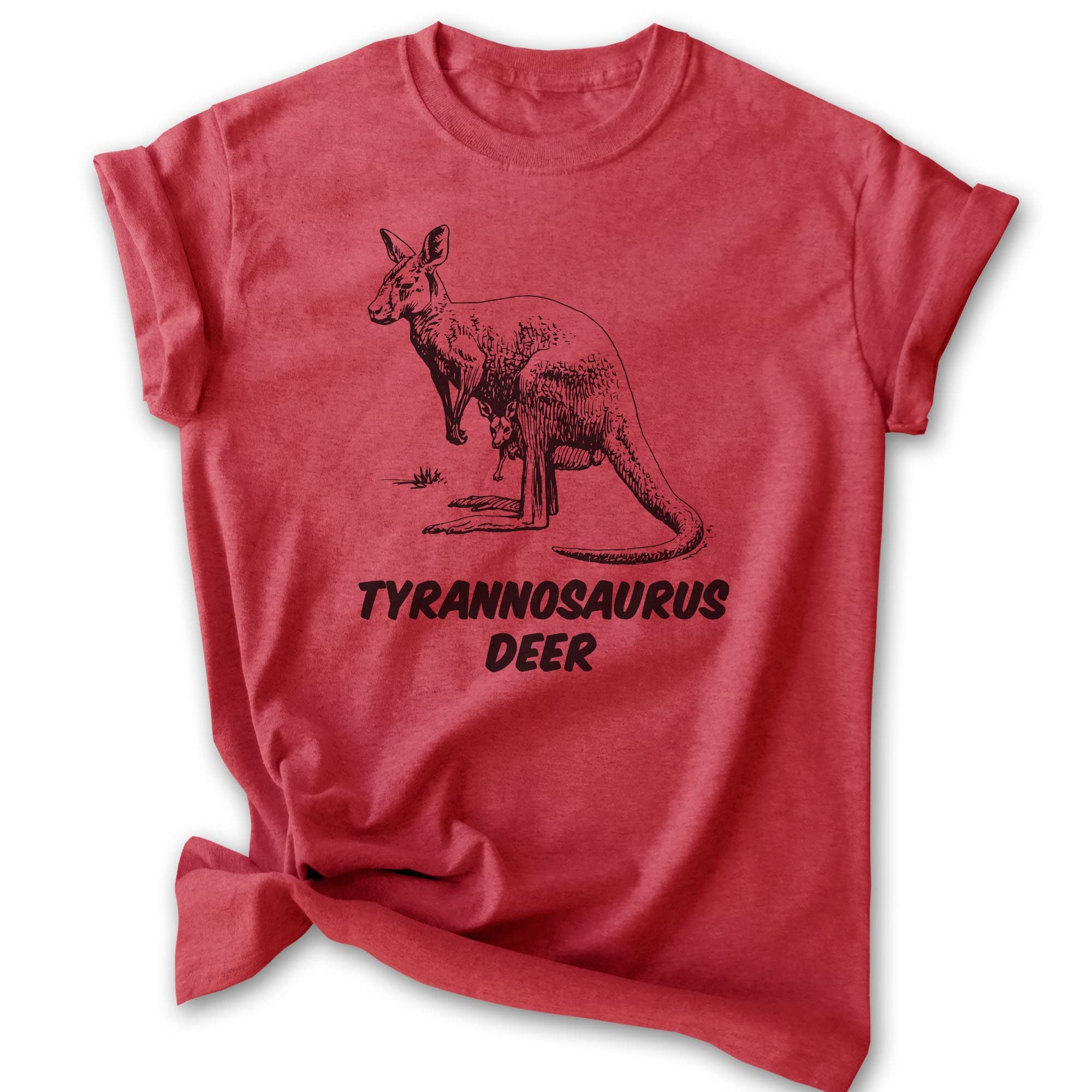 EVERTREE CLOTHING Tyrannosaurus Deer Graphic T-Shirt - Unisex Men's & Women's Casual Tee - Kangaroo Pocket Shirt for Everyday Wear - Perfect for Streetwear, Outdoor Activities and Casual Outings