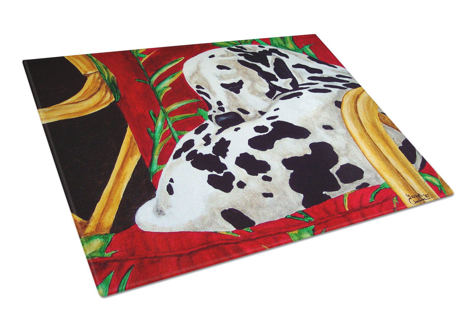 Caroline's Treasures AMB1118LCB Large Dalmatian Glass Cutting Board - Tempered Glass Kitchen Chopping & Serving Board - Perfect for Entertaining, Meal Prep & Decorative Display