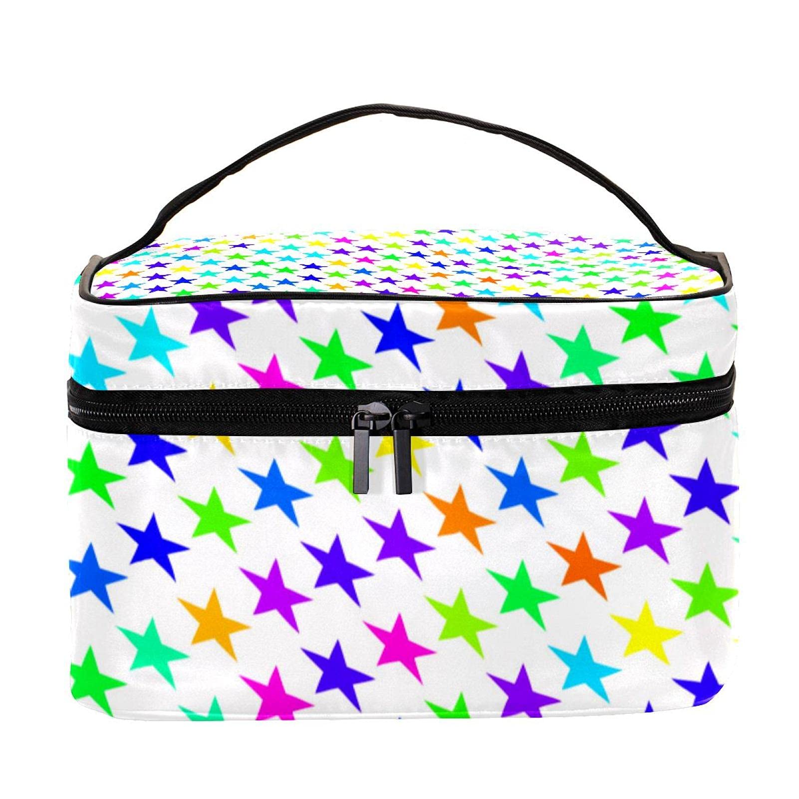 Colorful Wave Stars Pattern Large Travel Makeup Bag - Waterproof Cosmetic Organizer Case with Zipper for Women & Girls | Perfect for Vacation, Gym, Beach Trips & Daily Essentials Storage
