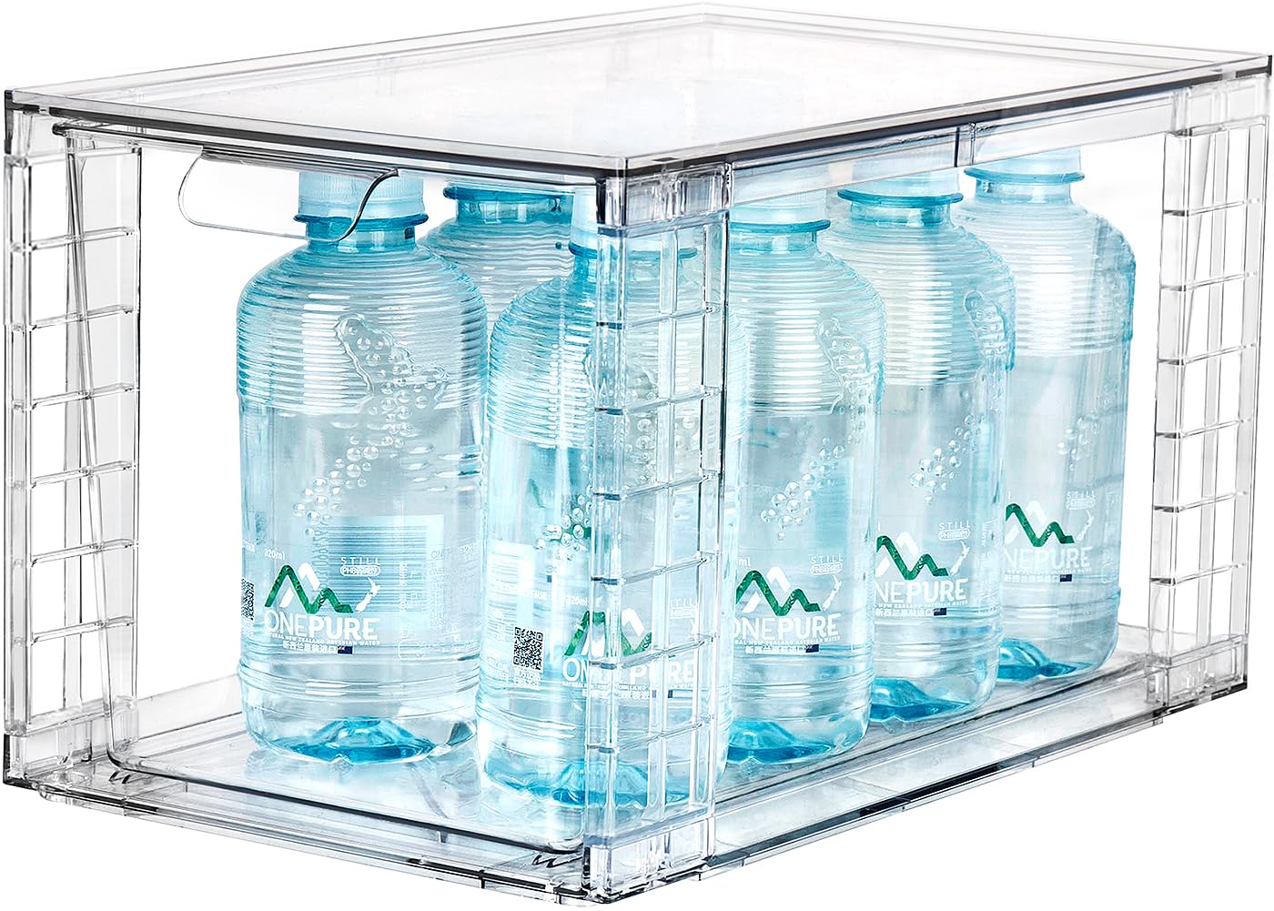 4-Pack Large Clear Stackable Kitchen Storage Drawers with Handles - XL Food Organizer Bins for Pantry, Cabinet, Closet & Bathroom Organization - Easy Assembly for Home & Office Storage Solutions