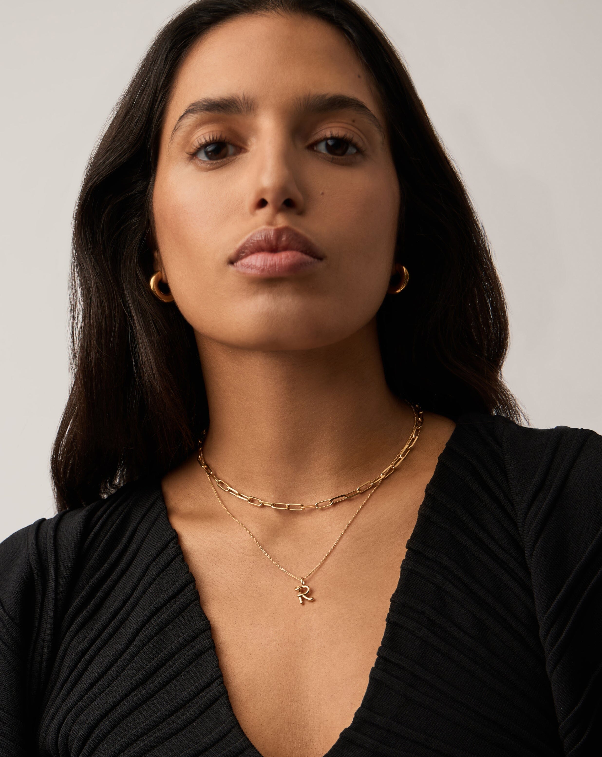 Curly Molten Mini Initial Necklace in 18k Gold Vermeil - Personalized Name Jewelry for Women, Dainty Layering Necklace for Everyday Wear, Gift for Her