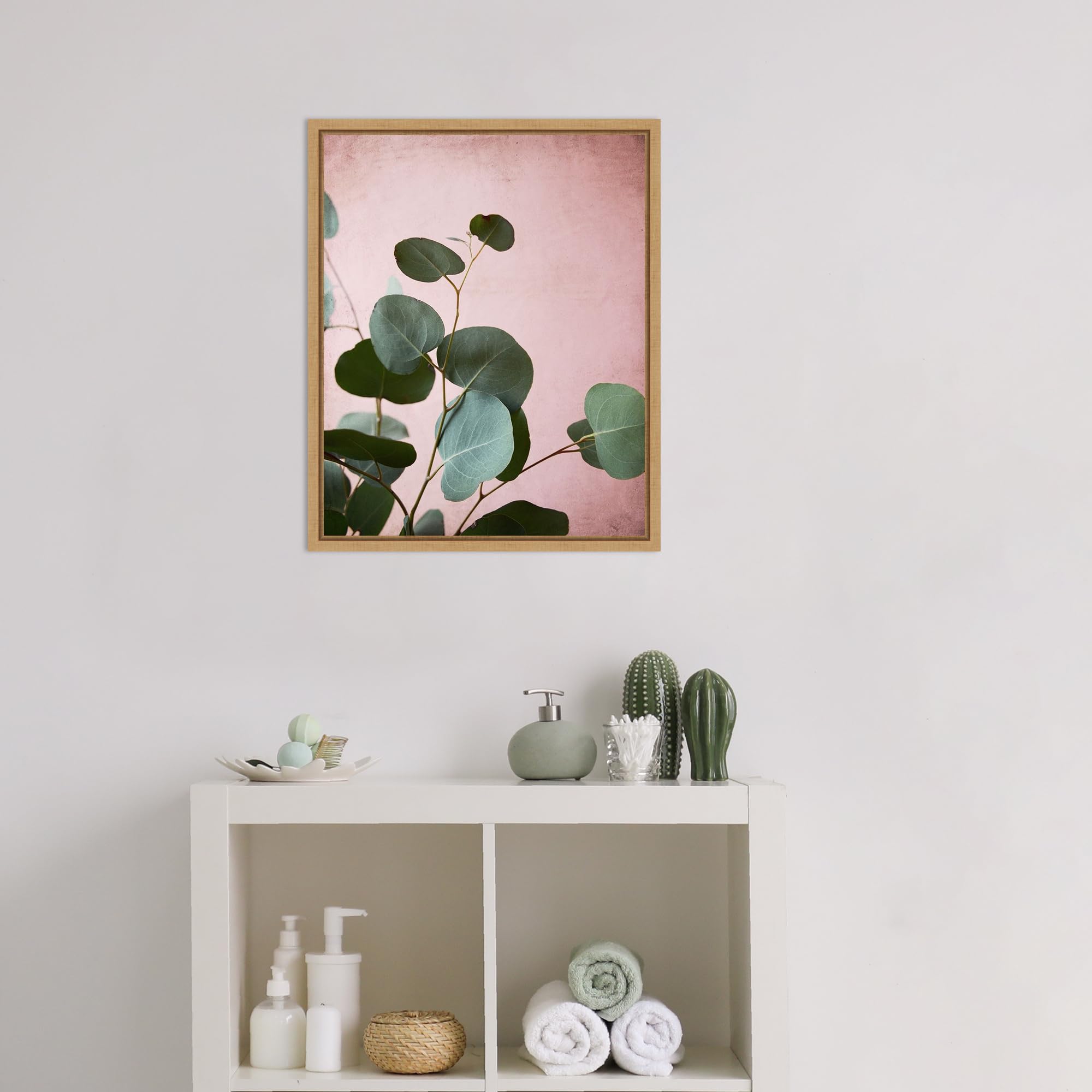 Amanti Art Framed Canvas Wall Art 20x16 - Sage Eucalyptus No.2 by Lupen Grainne - Nature Inspired Modern Decor - Ready to Hang Painting for Living Room, Bedroom, Bathroom & Office - Perfect for Home, Apartment & Workspace Decor