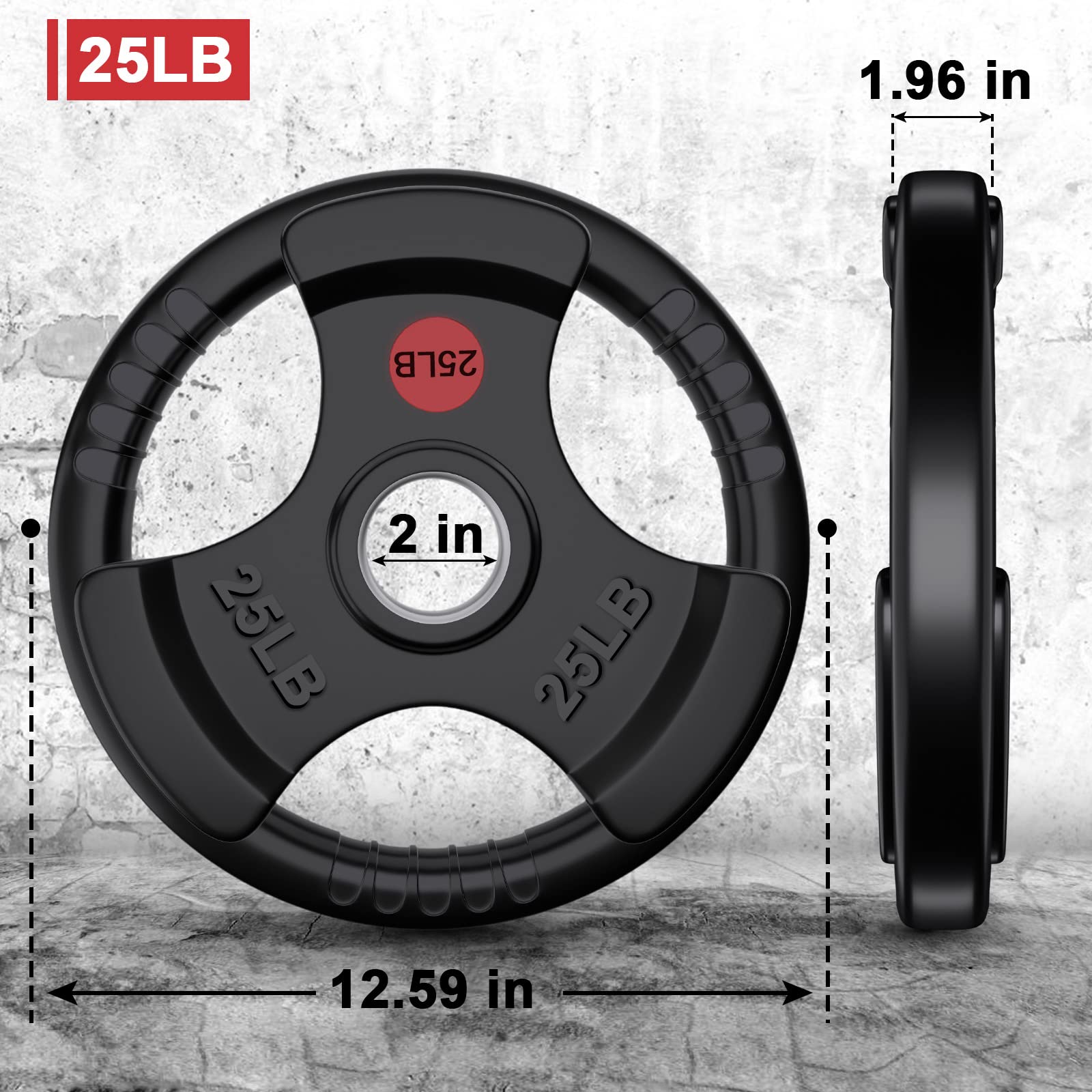 GIKPAL Olympic Rubber Grip Weight Plates Set - 2-Inch Hole Solid Cast Iron Core for Home Gym Strength Training (10lb-45lb) | Perfect for Weightlifting, CrossFit & Powerlifting Workouts