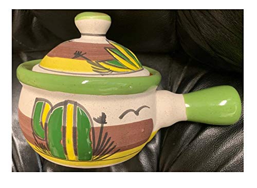 Authentic Mexican Handmade 16oz Clay Soup Bowl with Lid - Traditional Barro Ceramico Pot for Soup, Stew & Serving - Perfect for Home Dining & Gifts