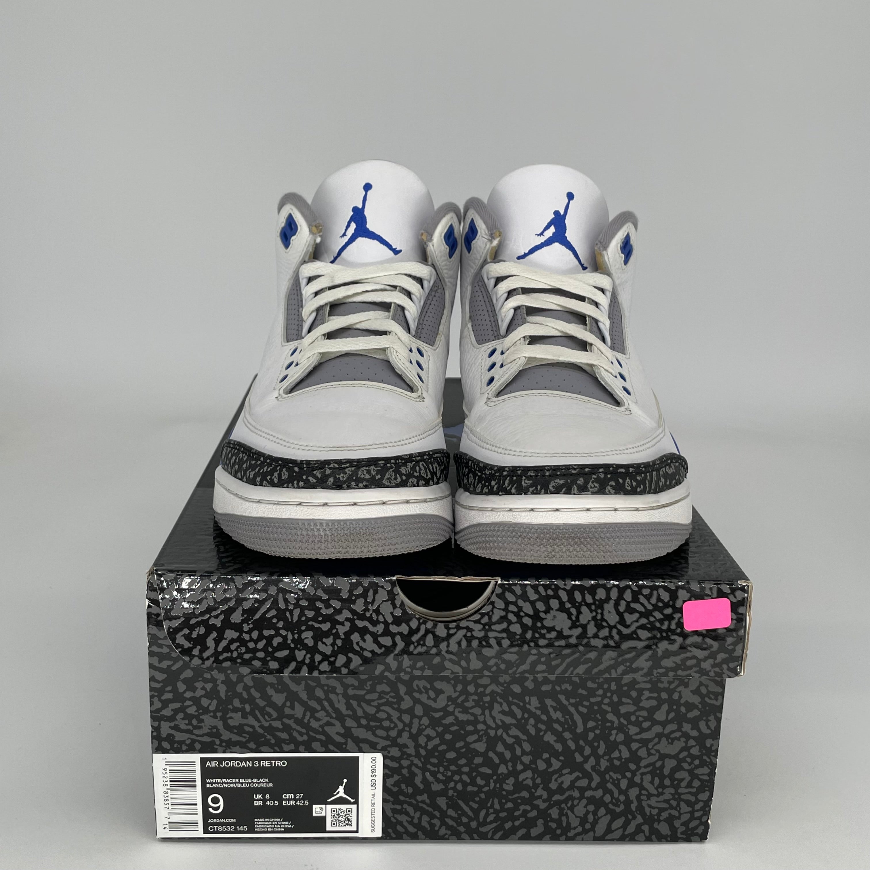 AIR JORDAN 3 RACER BLUE Men's Basketball Shoes - Size 9 (CT8532-145) - Retro Sneakers for Running, Training & Streetwear Fashion