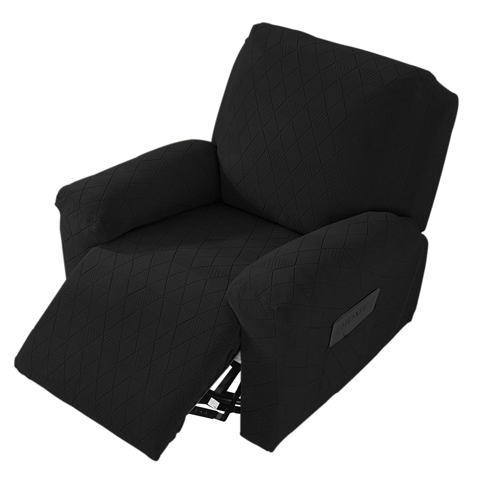 Premium Velvet Recliner Cover Set of 4 - Stretchable Slipcover with Elastic Straps for Lazy Boy & Reclining Chairs, Soft Sofa Protector in Black - Perfect for Living Room, Home Theater & Lounge Furniture Protection
