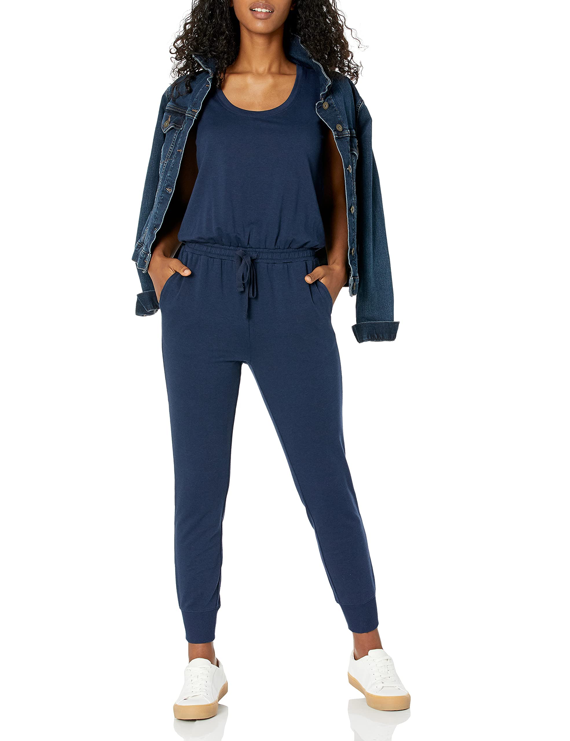 Amazon Essentials Women's Studio Terry Jumpsuit - Plus Size Casual Romper with Pockets | Perfect for Lounging, Yoga & Travel Comfort Wear