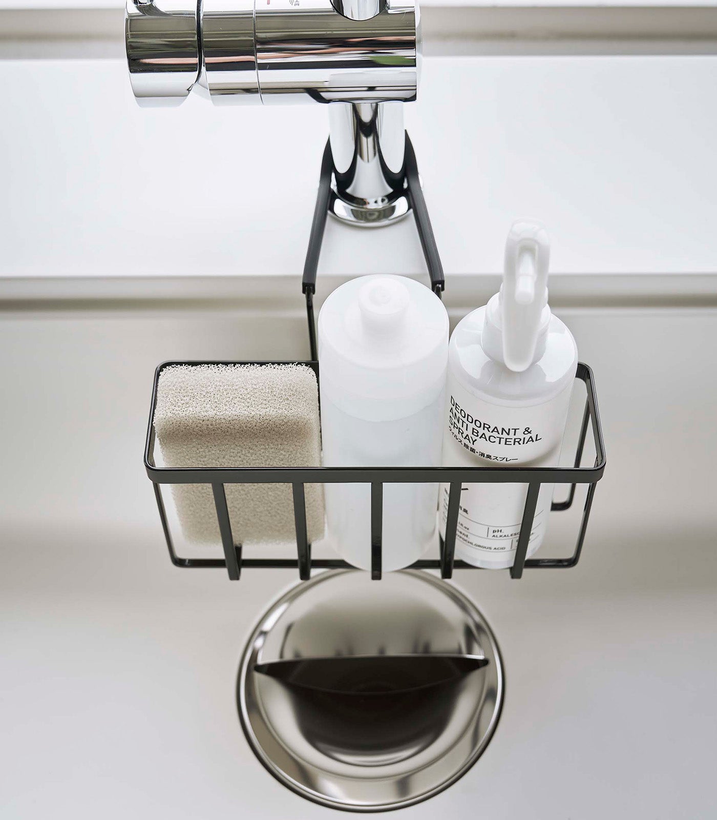 Stainless Steel Faucet Hanging Sponge Holder - Kitchen Sink Organizer for Sponges & Brushes | Perfect for Dishwashing, Cleaning & Bathroom Storage